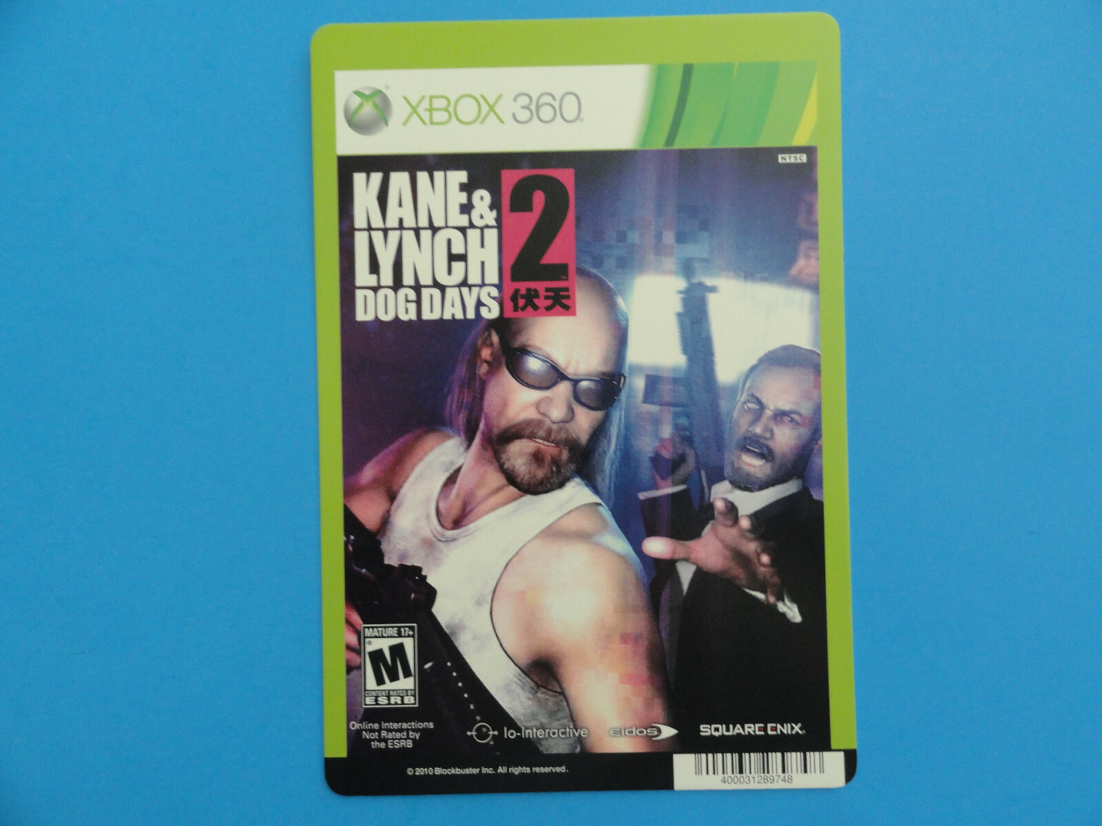 XBOX 360 KANE & LYNCH DOG DAYS 2 BLOCKBUSTER VIDEO SHELF DISPLAY BACKER CARD
