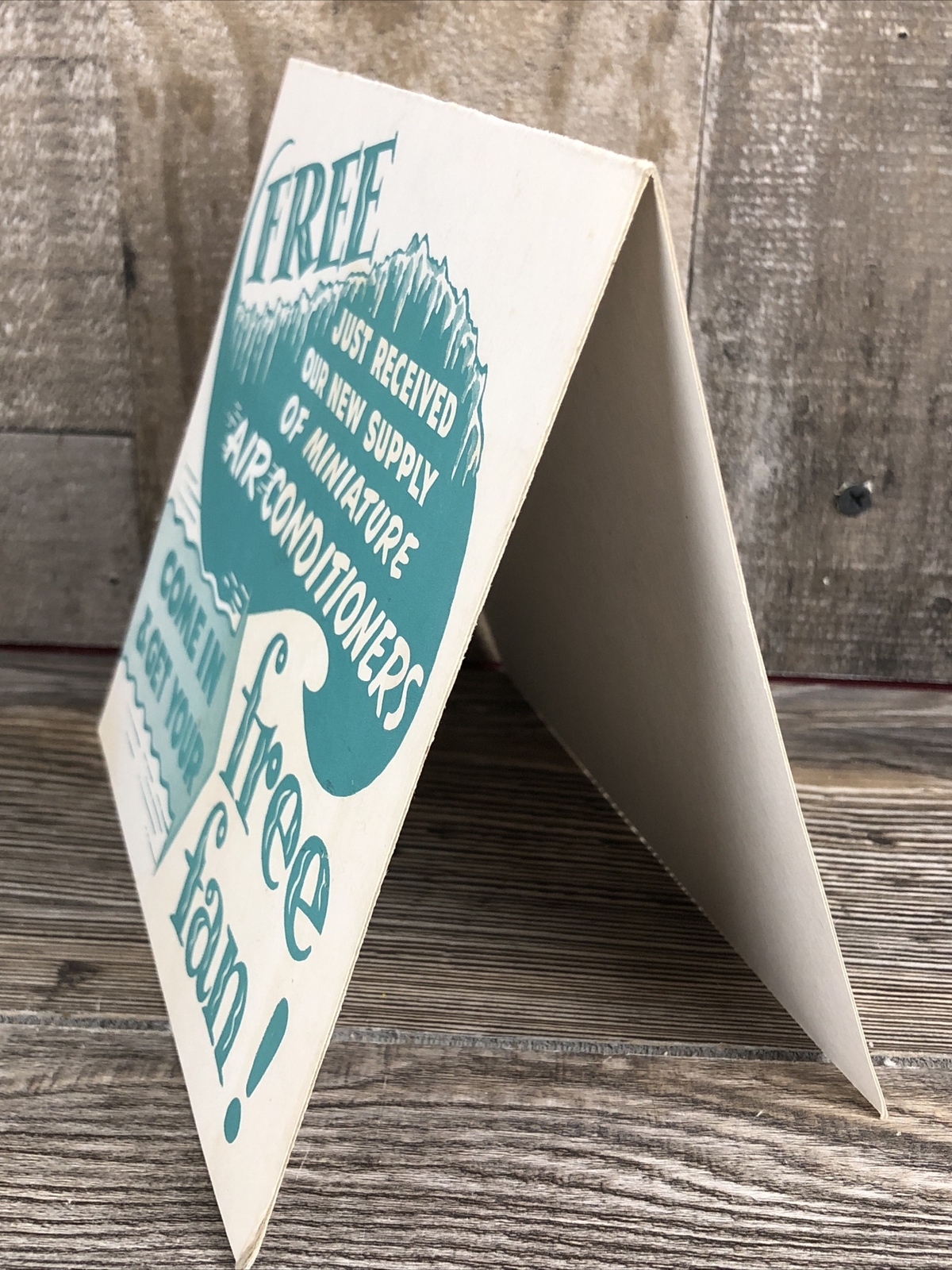 Vintage Free Fan Miniature Air Conditioners Store Display Countertop Sign