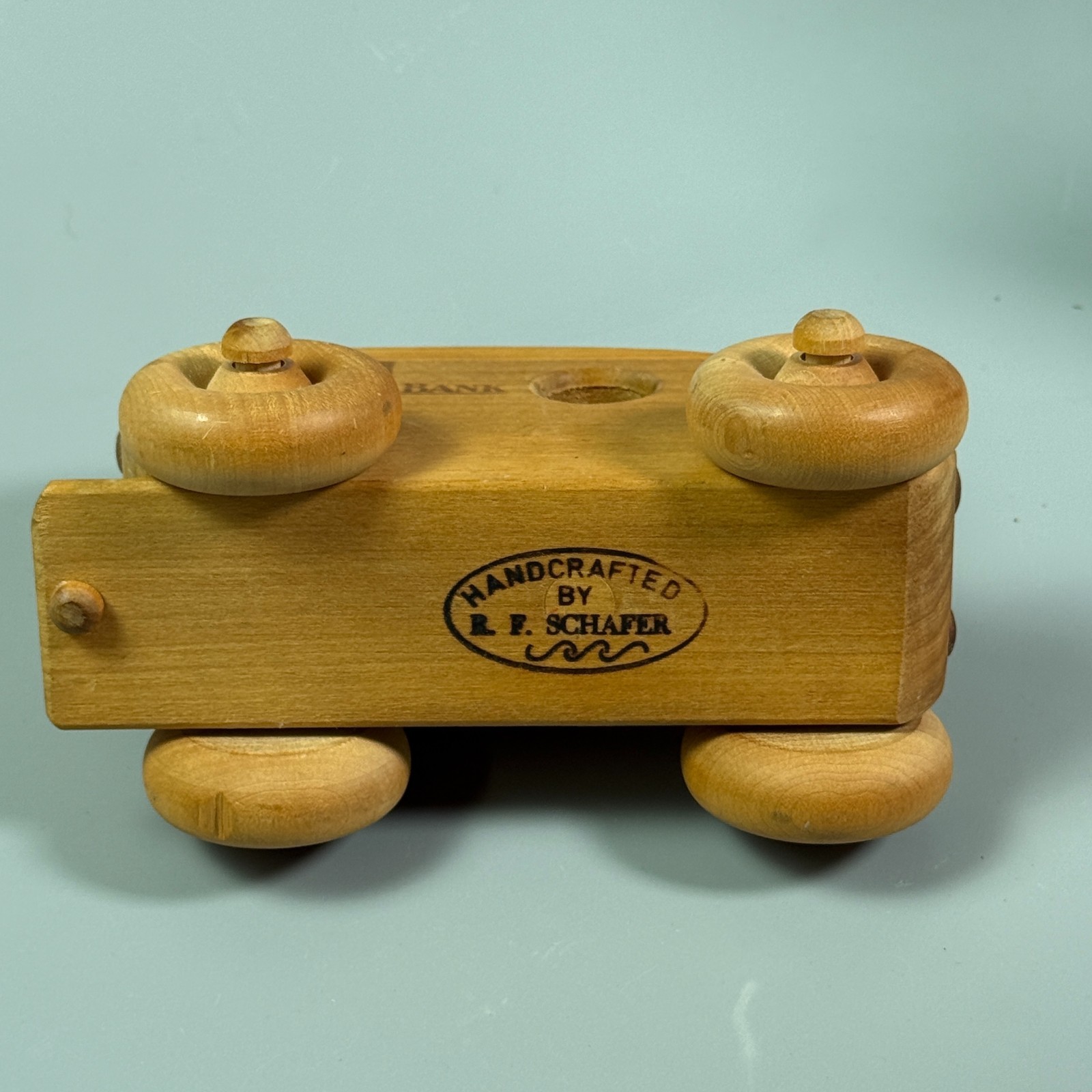 VTG Wooden Toy Armor Truck Bank Promo Mid-State Bank Handcrafted R.F. Schafer