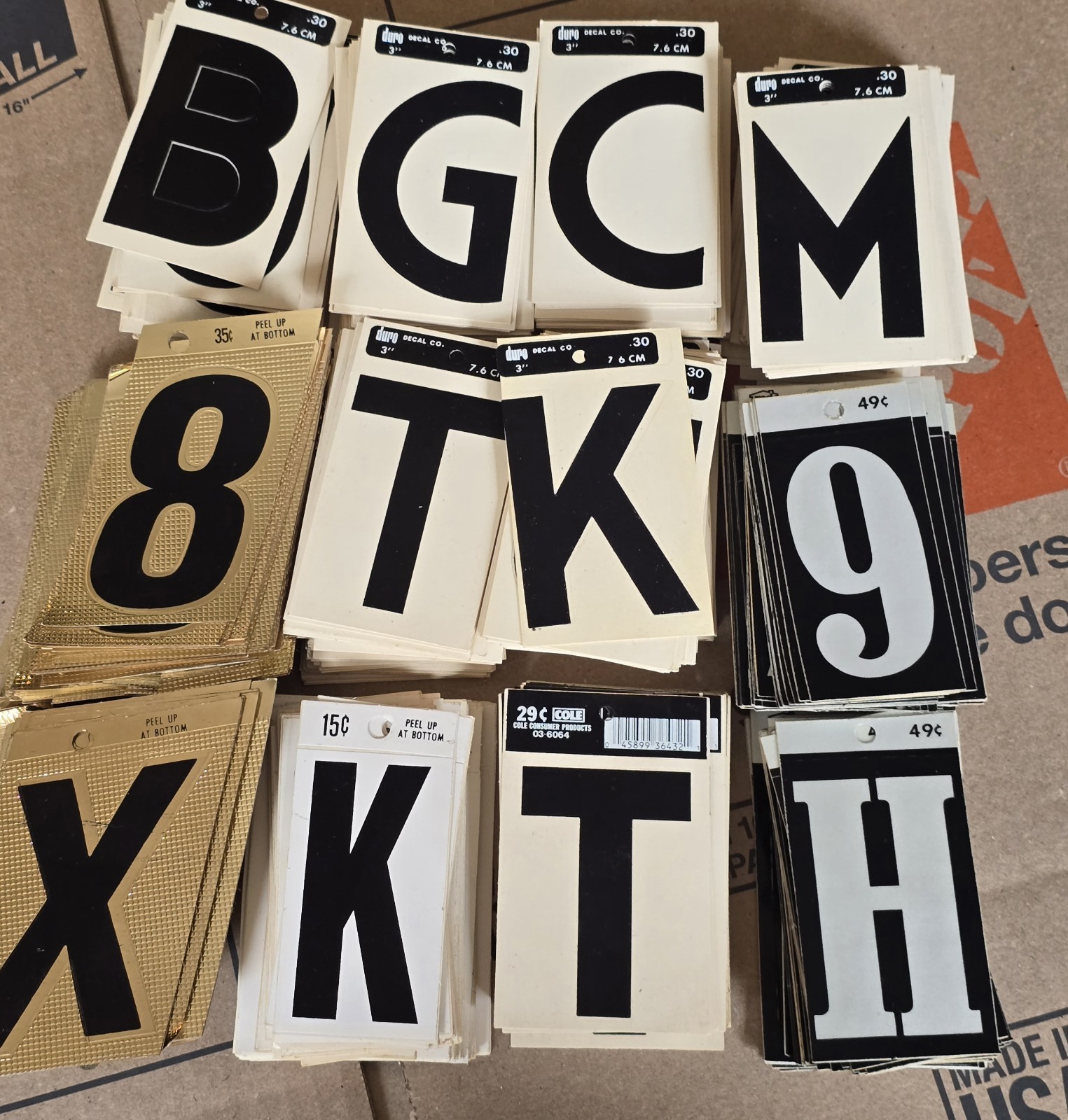 800+ Vintage Decal Sign Maker Letter & Number 3″ Decals Duro MD & Cole