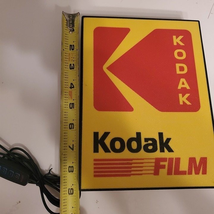 Retro Kodak Illuminated Light-Up Sign Display Yellow & Red Square