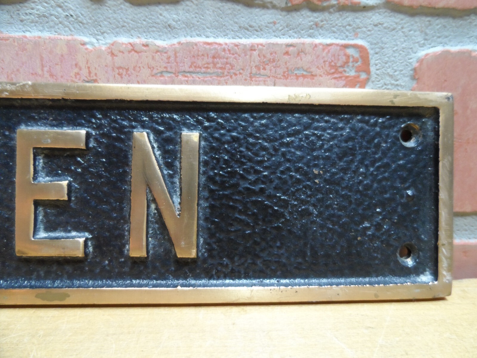 MEN Old Thick Embossed Bronze Brass Sign Restroom Bathroom Bar Shop Gas Station