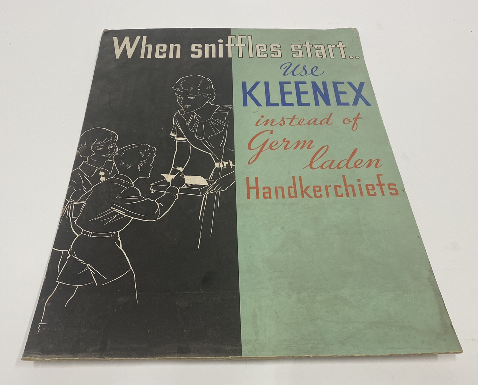 Vintage 1940s? Kleenex Advertising Cardboard Display Standee