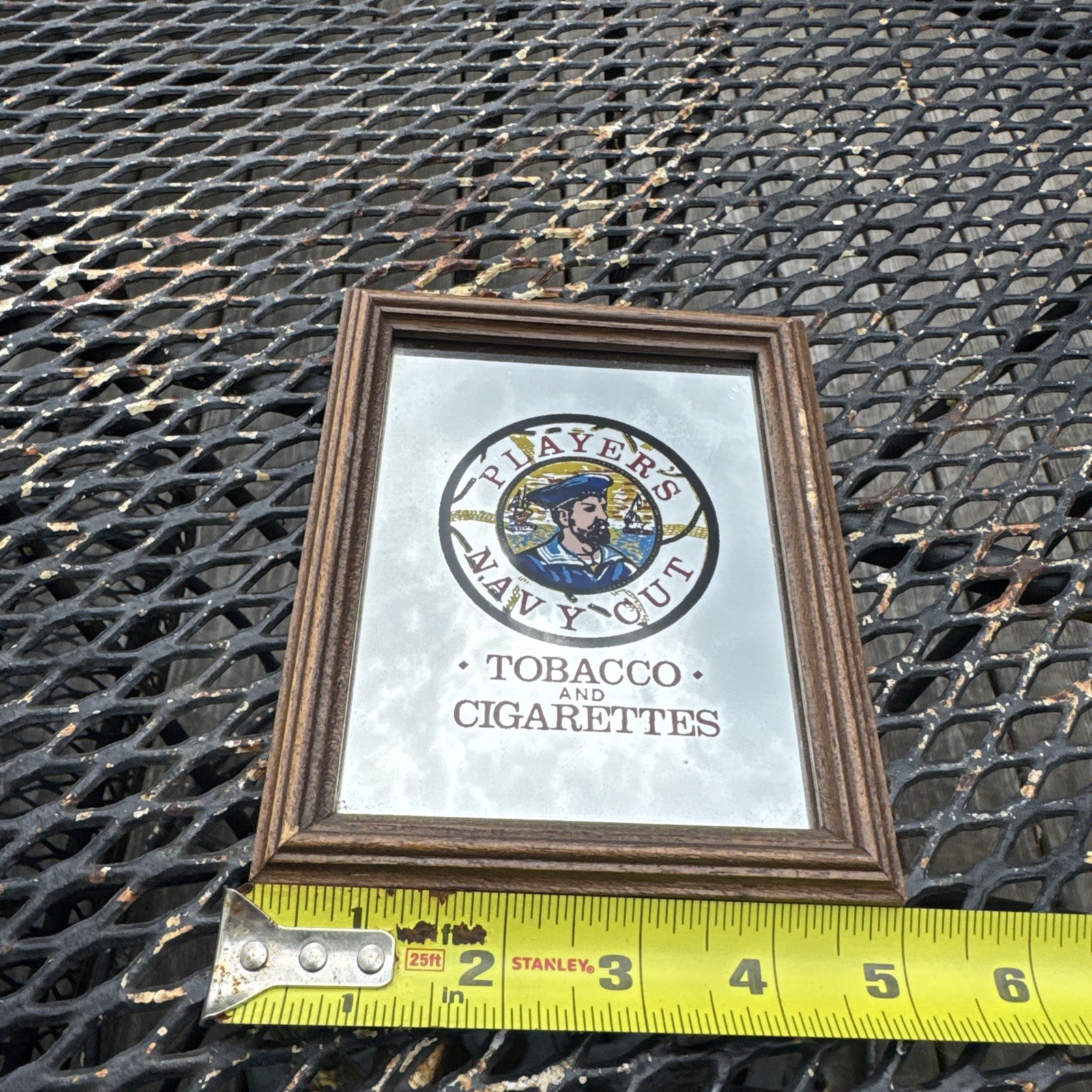 Vintage “Player’s Navy Cut Tobacco and Cigarettes” Mirror Glass Sign-Rare small