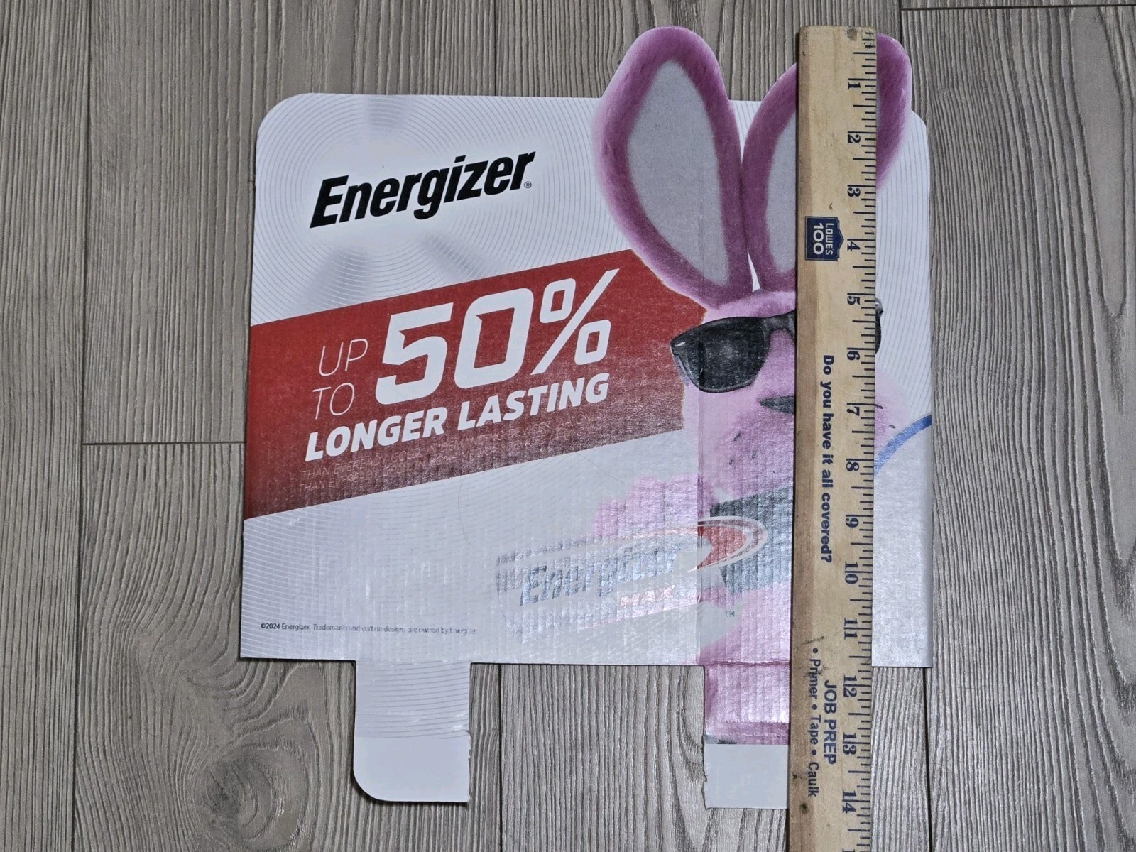 Energizer Bunny Advertising Cardboard Display Piece 2024 12″x12″ Advertisement