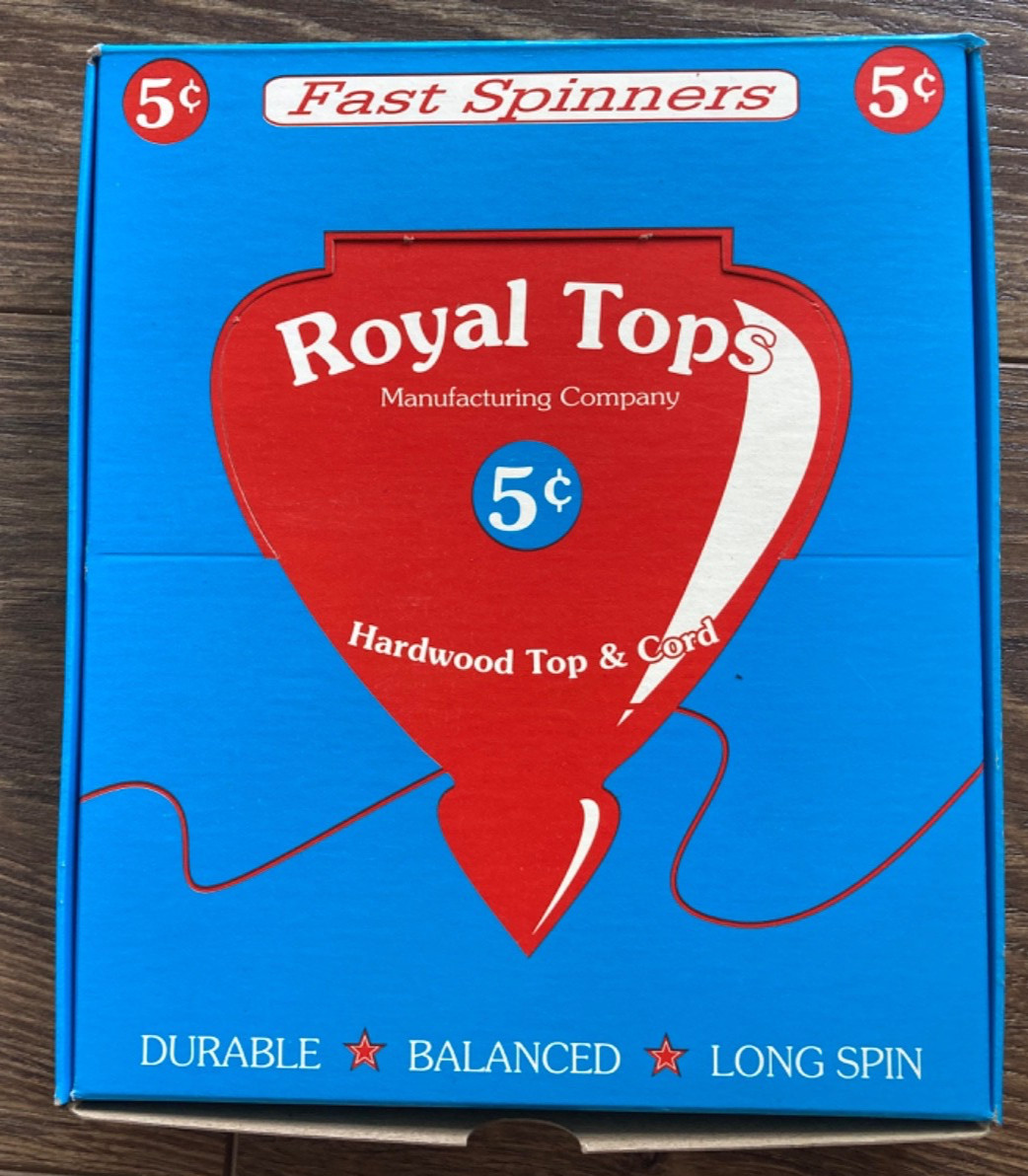 ROYAL TOPS WOOD TOY SPINNERS NOS DIME STORE COUNTER DISPLAY RARE COLORFUL NEW 36