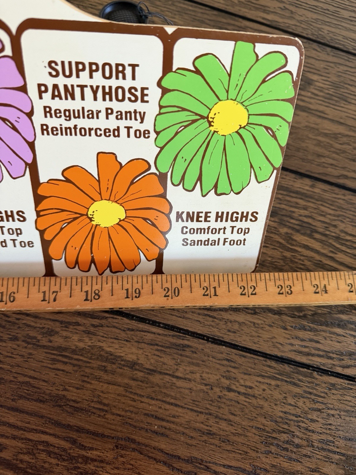 Vintage Daisy Legs Pantyhose Store Display Sign Retro 1970s Floral Advertising