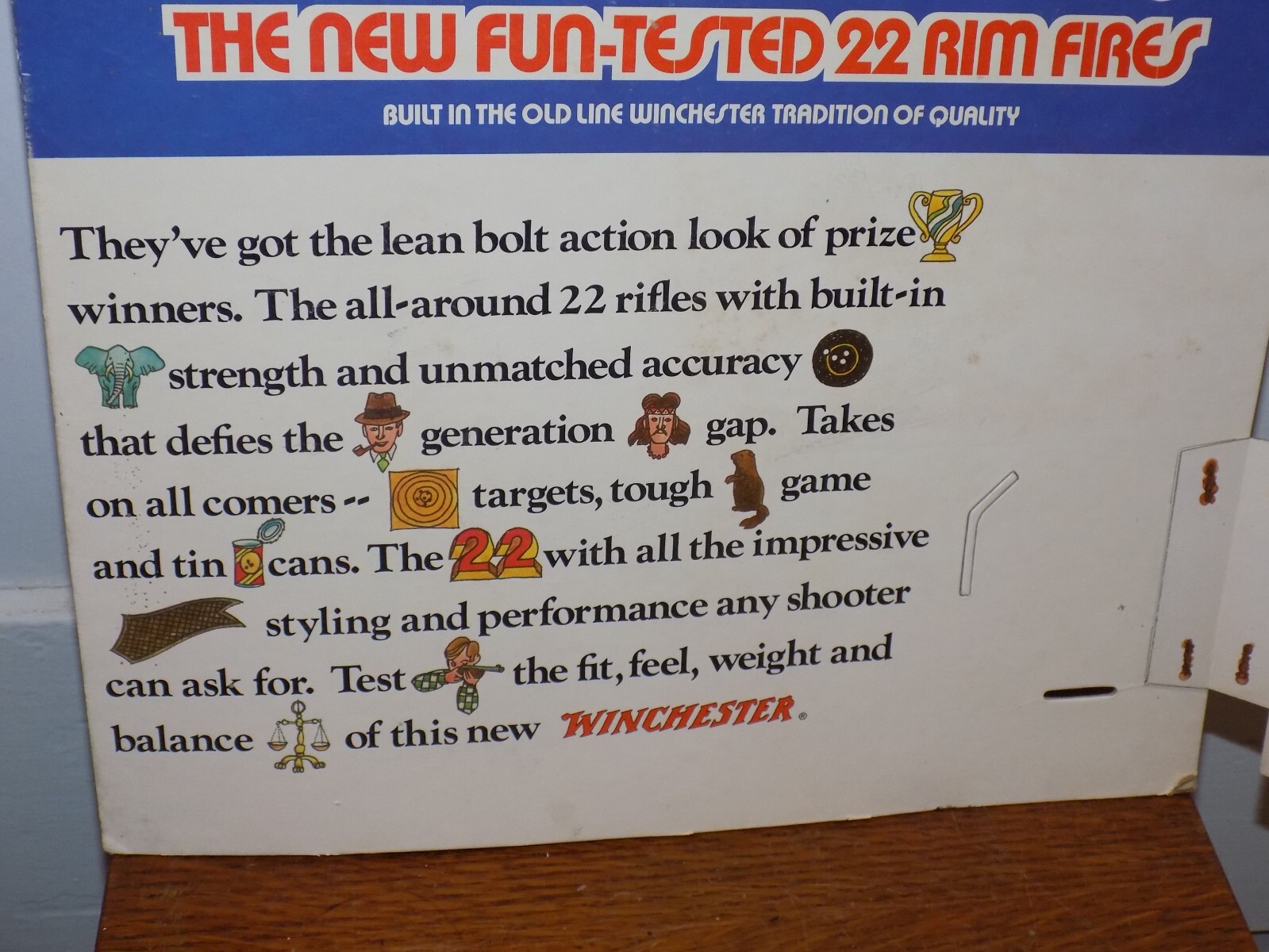 Vintage 1970’s Winchester Model 300’s 22 Rim Fires Cardboard Display Sign