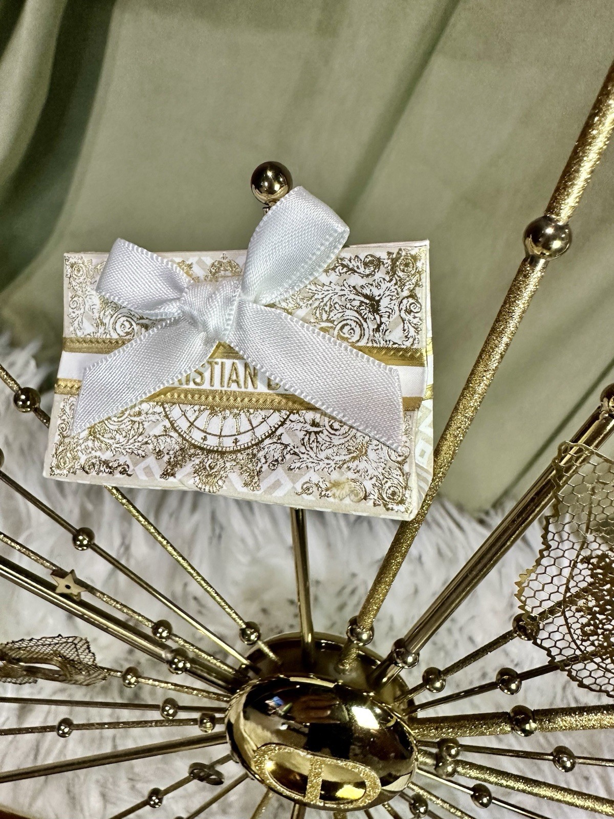 Rare Christian Dior 2024 Gold Store Display Starburst Decor w/ Mirrored Base