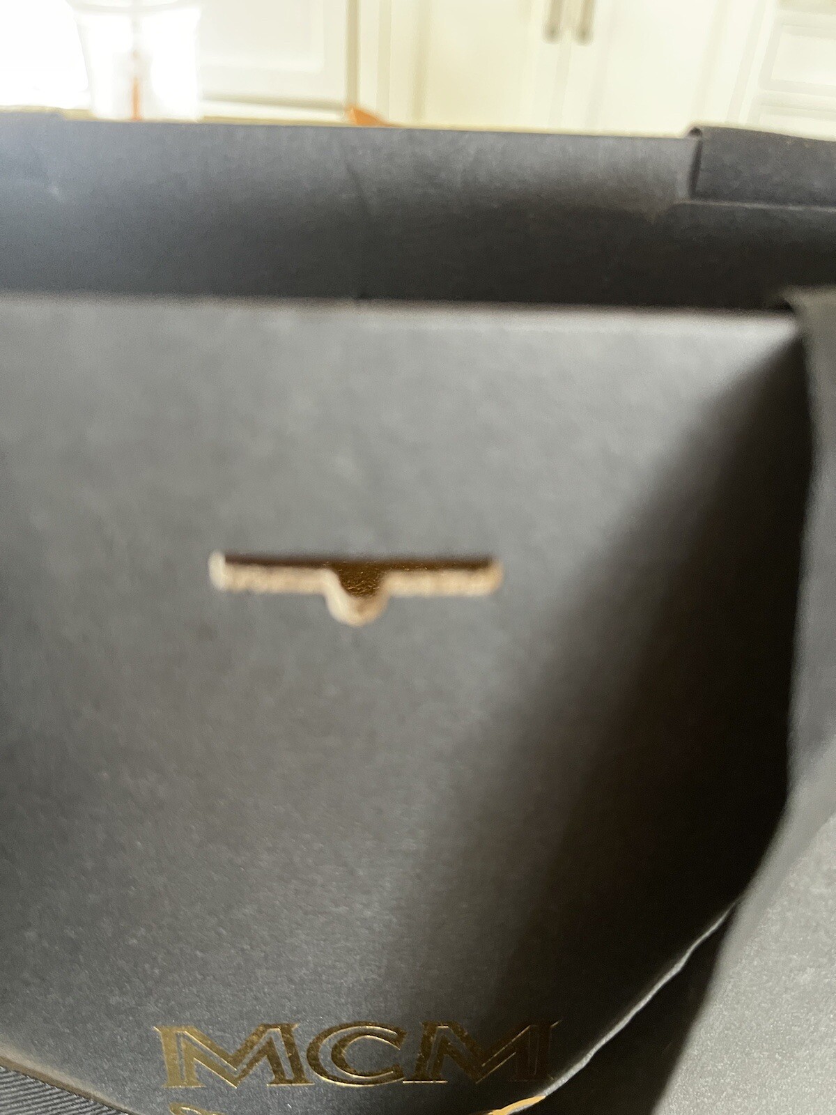 MCM Black with Gold Letters Shopping Bag .Gold Lined . MCM Hardware Closure.RARE