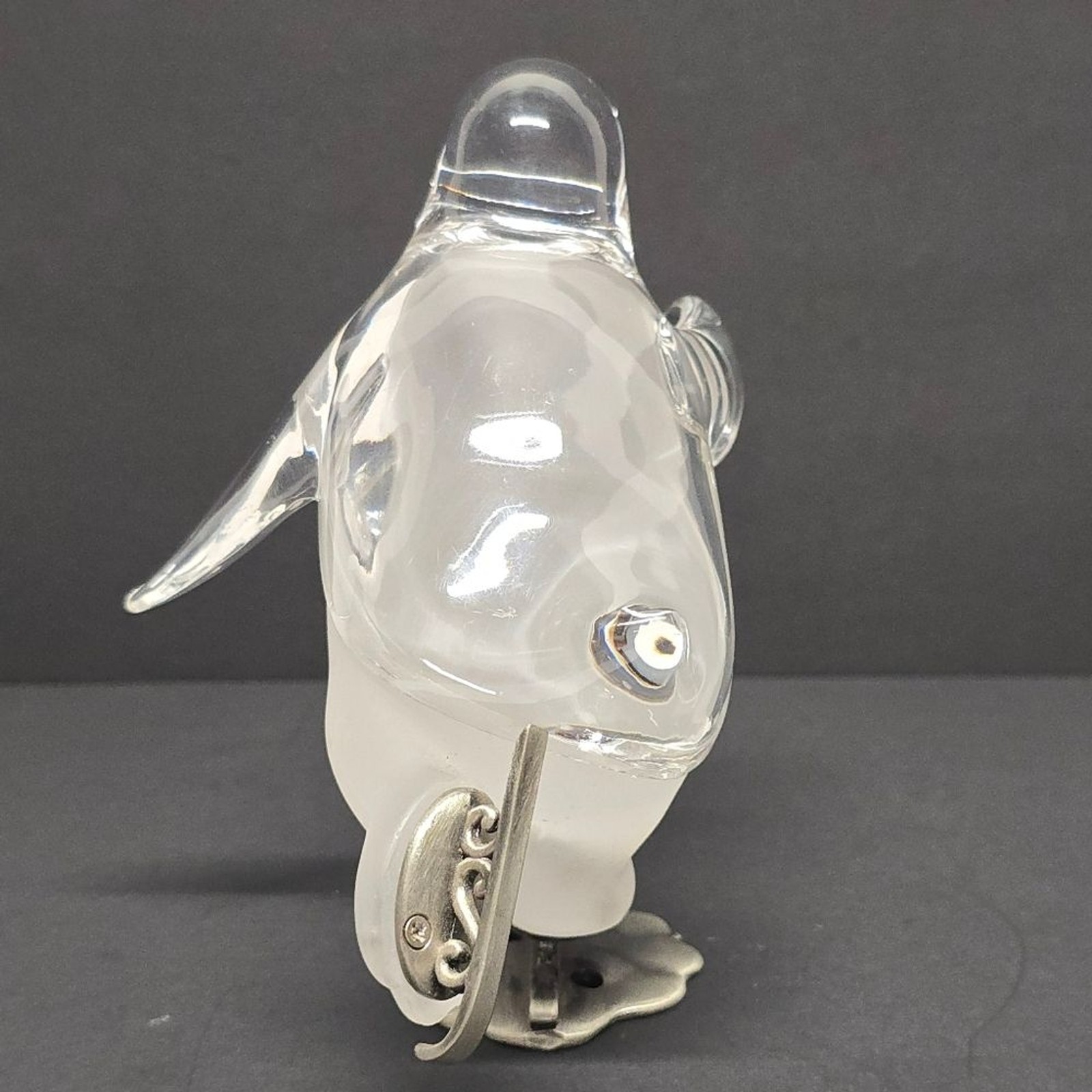 Lucite Penguin On Ice Skates MCM Frosted Christmas Prop Figurine Vintage 50s