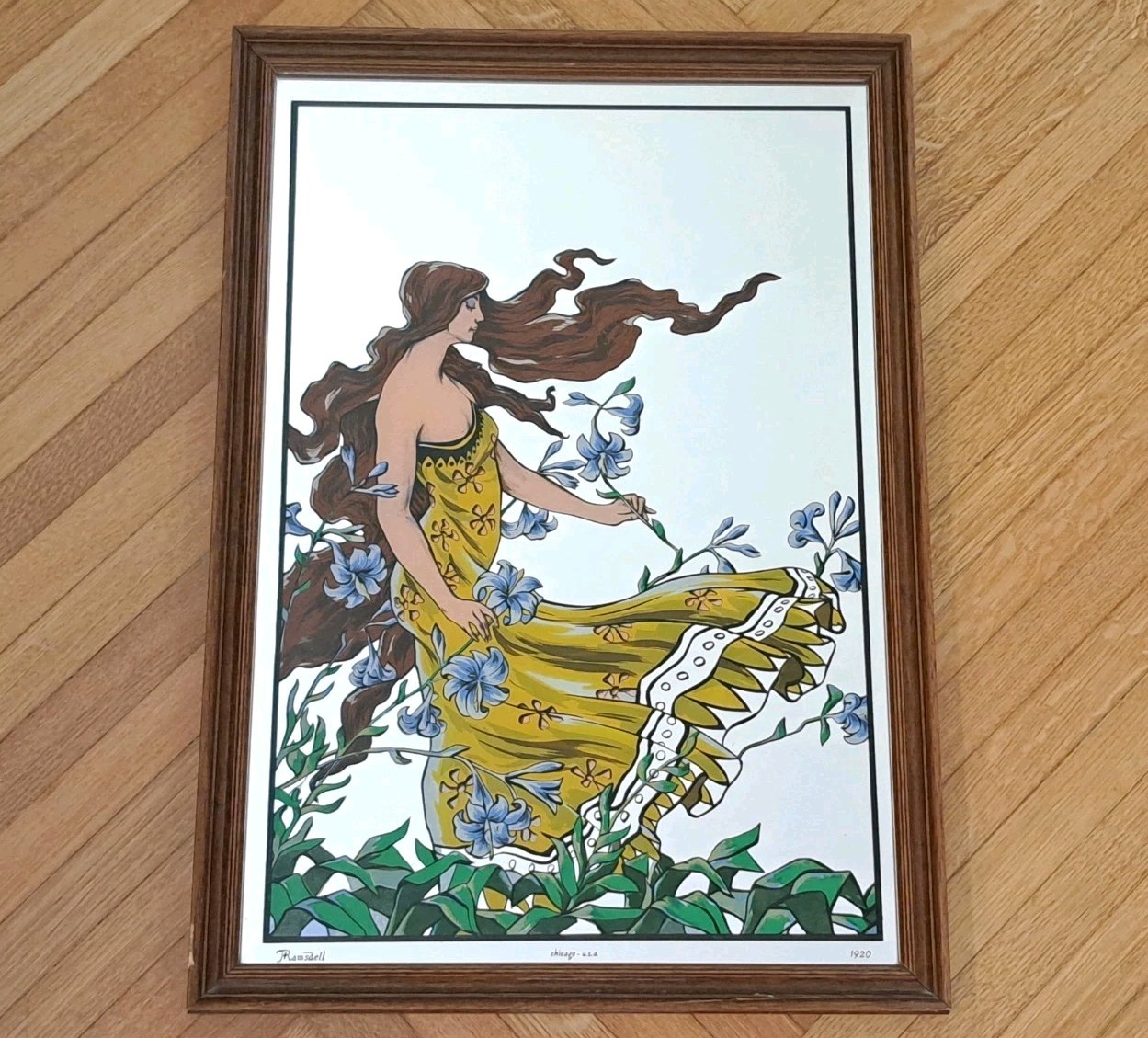 MIRROR PAINTING-FREDERICK WINTHROP RAMSDELL-ART NOUVEAU-70′-VINTAGE