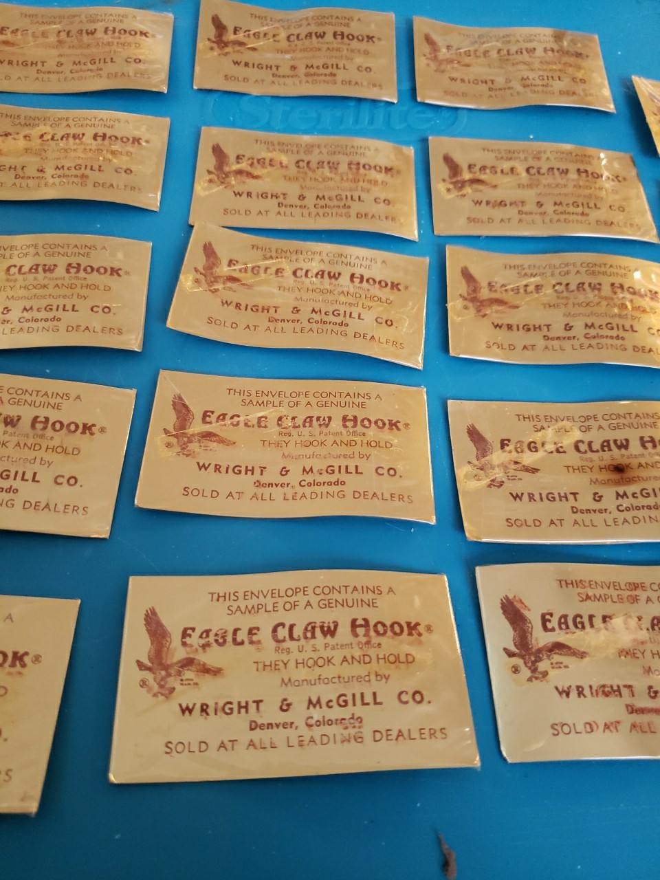 Vintage Wright McGill Eagle Claw Hooks Fishing Salesman Sample Cards Lot of 24
