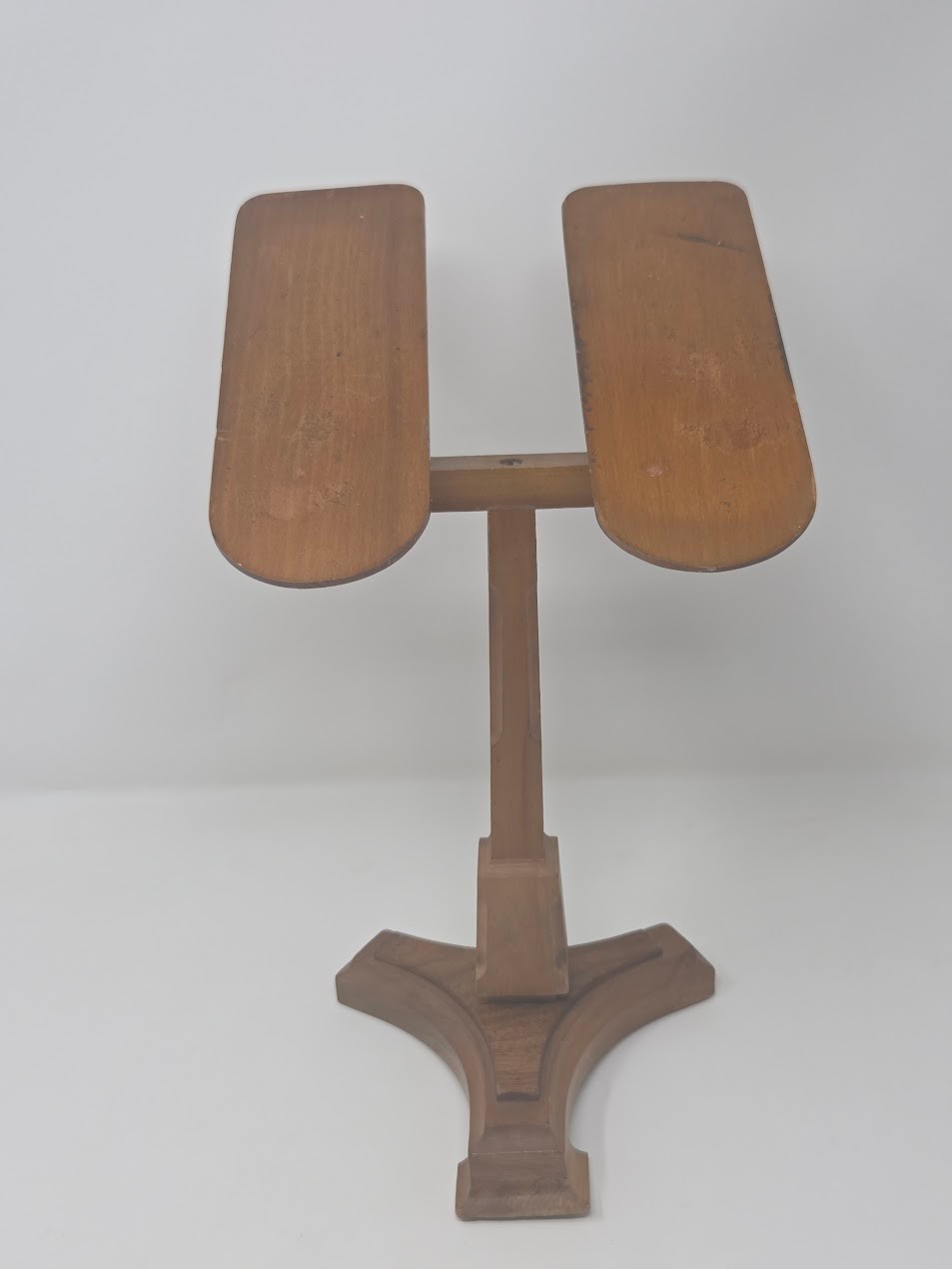 Vintage Wooden Shoe Display Stand Dual Platform Pedestal Countertop Rack
