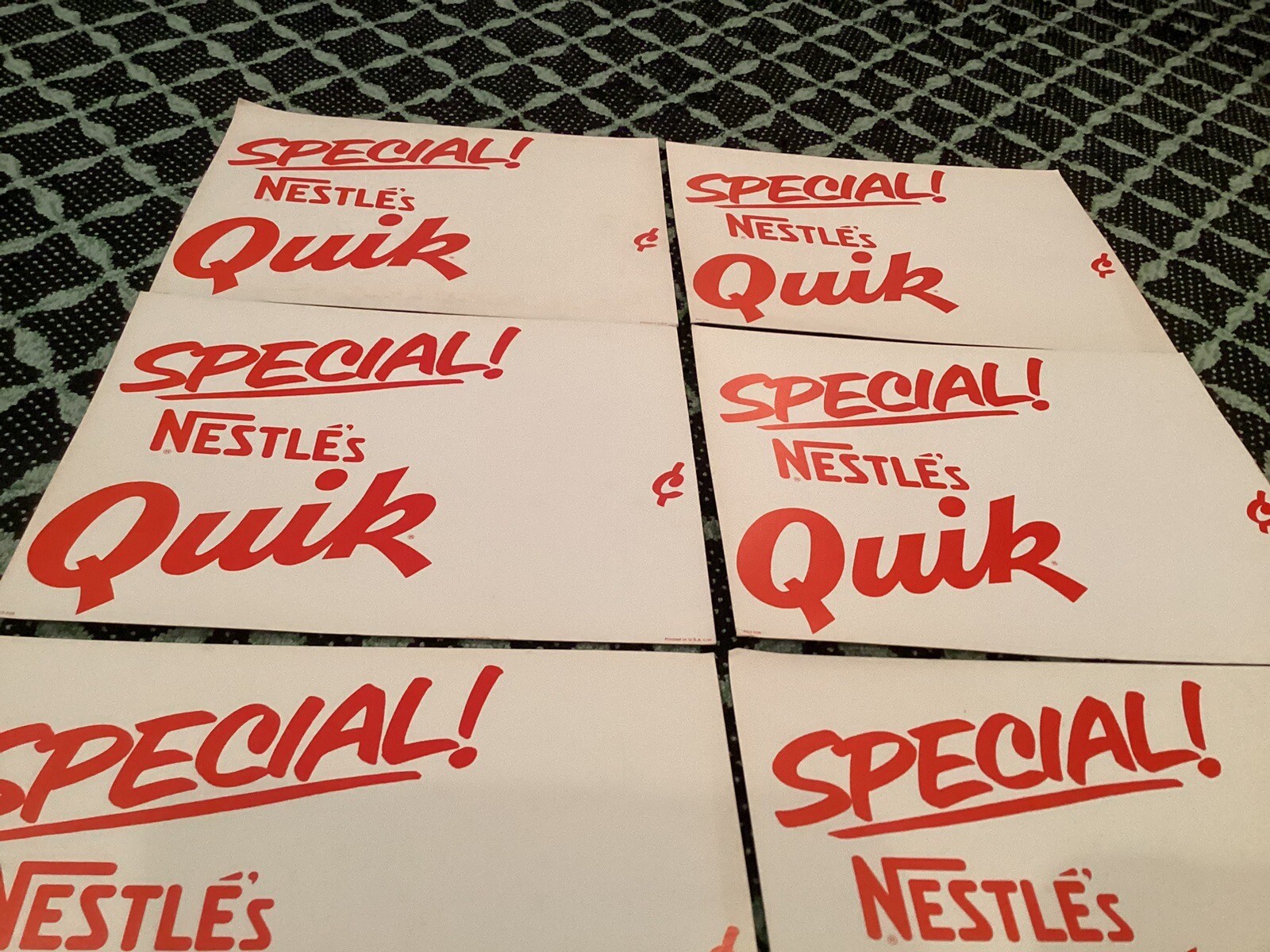 Nestle Quik Thick Cardboard Advertising Display Lot (6) Sign 14inx11in Vintage