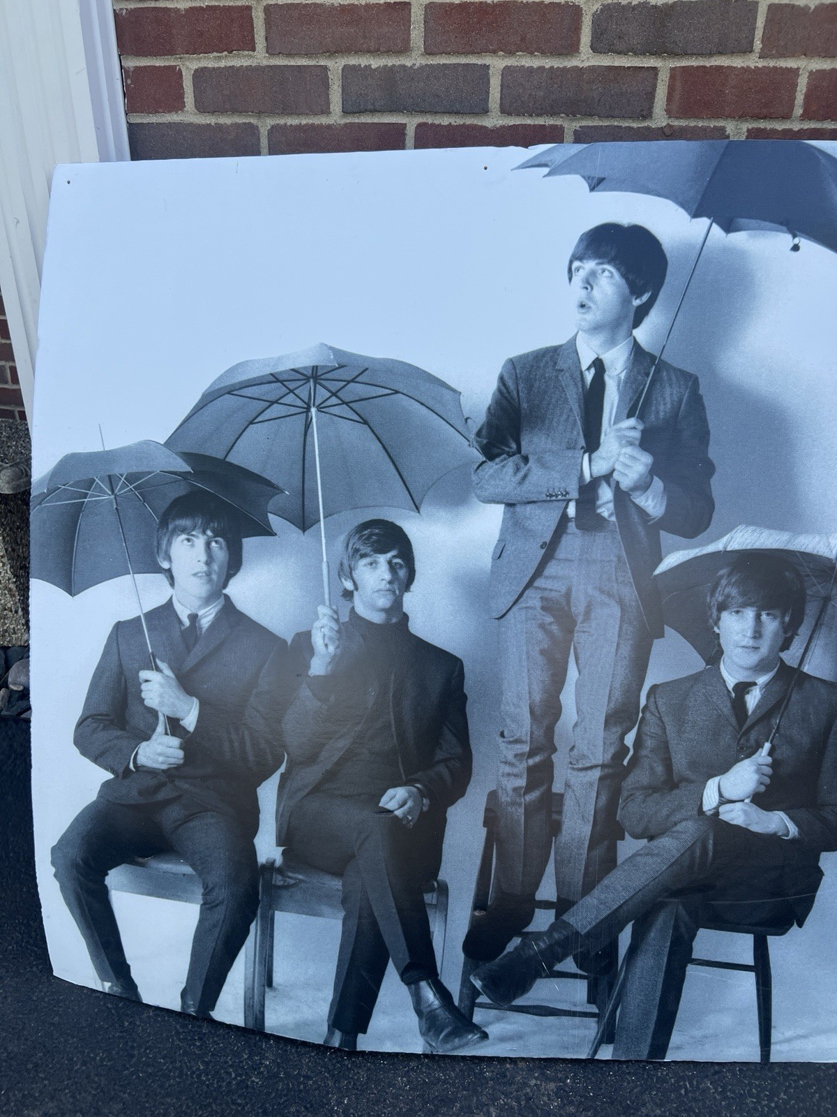 BEATLE’S POSTER Huge 46”x46” Black White Umbrellas -DEPT. Store On Board