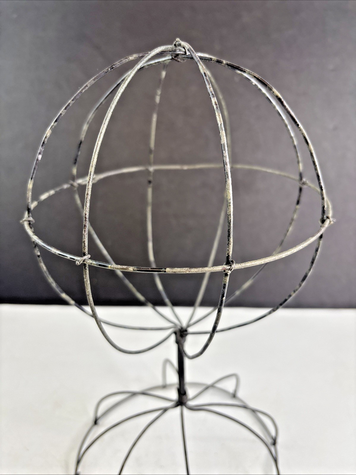 Wire Hat & Wig Display Stand ~ Millinery Store Tabletop Rustic