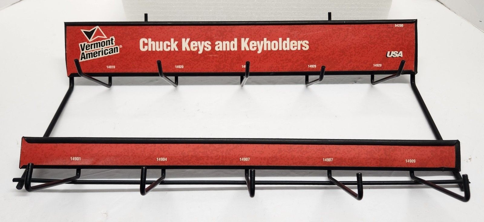 Vintage VERMONT AMERICAN Chuck Keys & Keyholders Metal Sign Display Rack -Drills