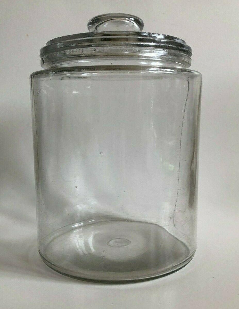 Vintage Country Store Candy Cracker Counter Display Jar & Lid Canister