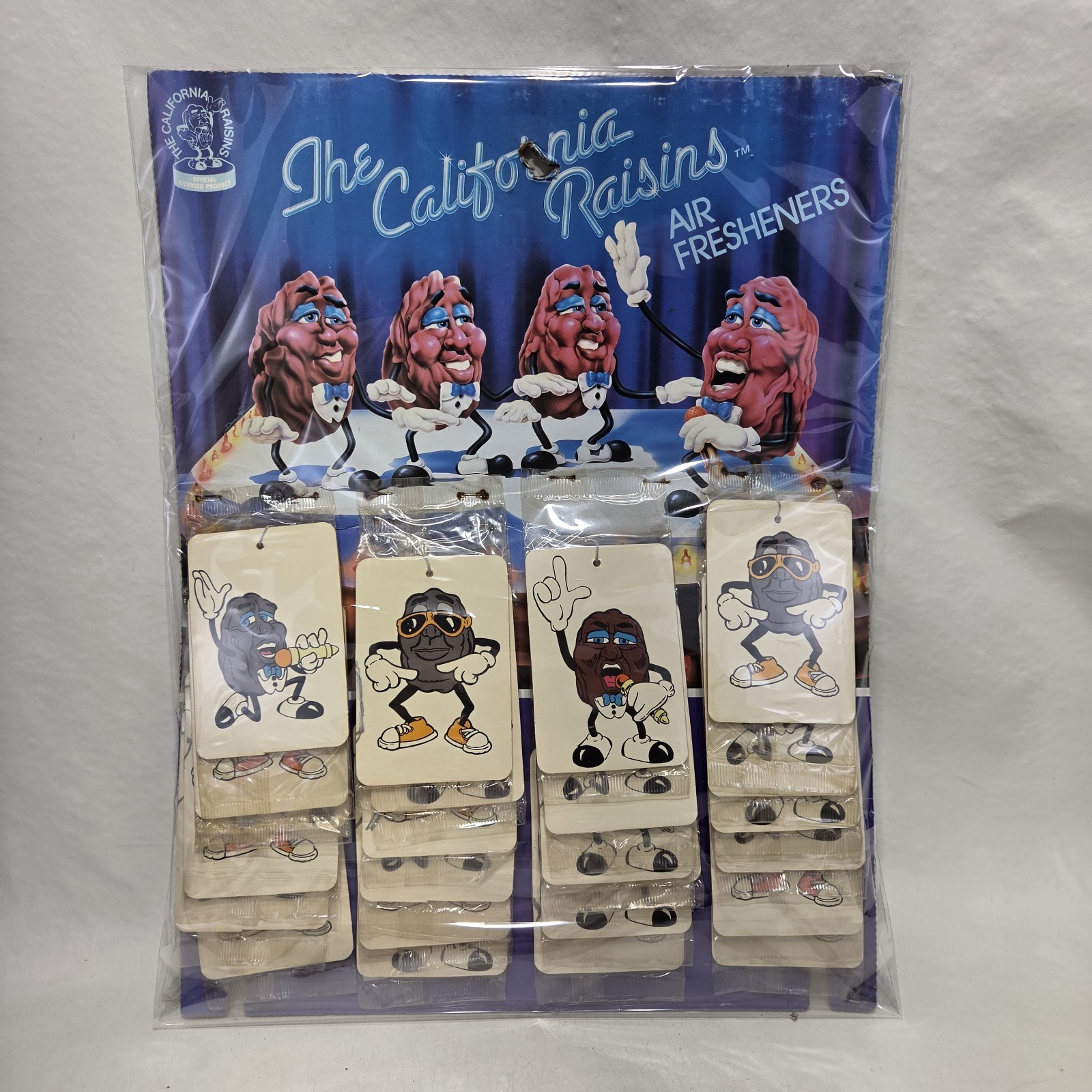 Vintage 1980s California Raisins Air Freshener Store Display NOS 24 Packages