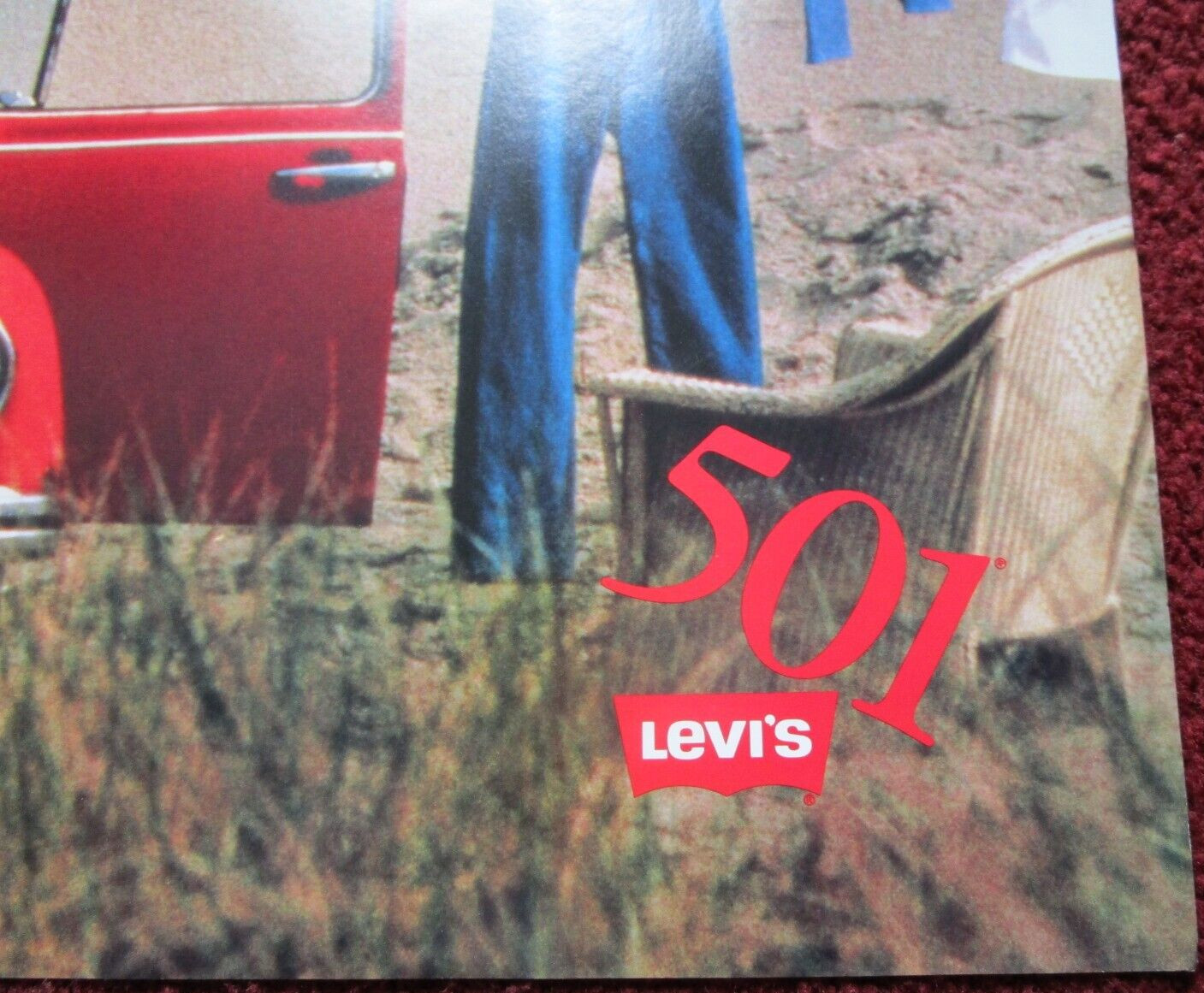 Vintage Levi Strauss 501 Jeans Advertising Poster Red Volkswagen VW Bug Beetle