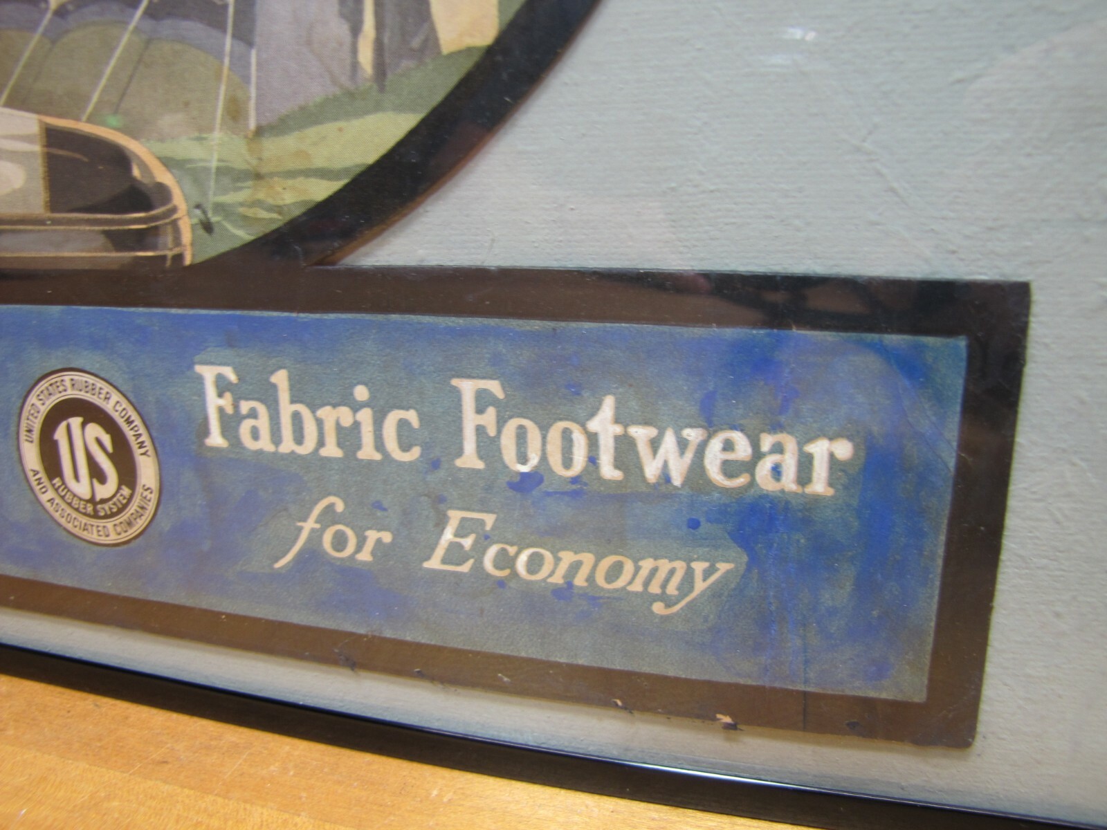 KEDS SNEAKERS FABRIC FOOTWEAR Old Store Display Ad Sign UNITED STATES RUBBER Co