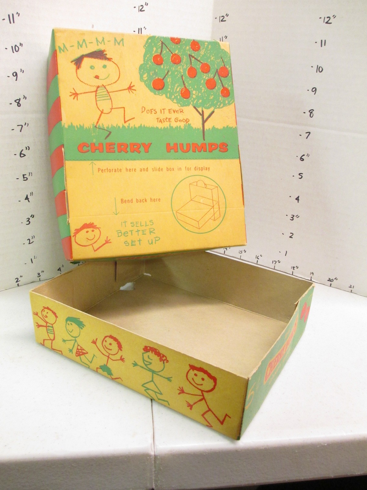CHERRY HUMPS 1950s candy box candy bar store display cartoon kid tree Schuler