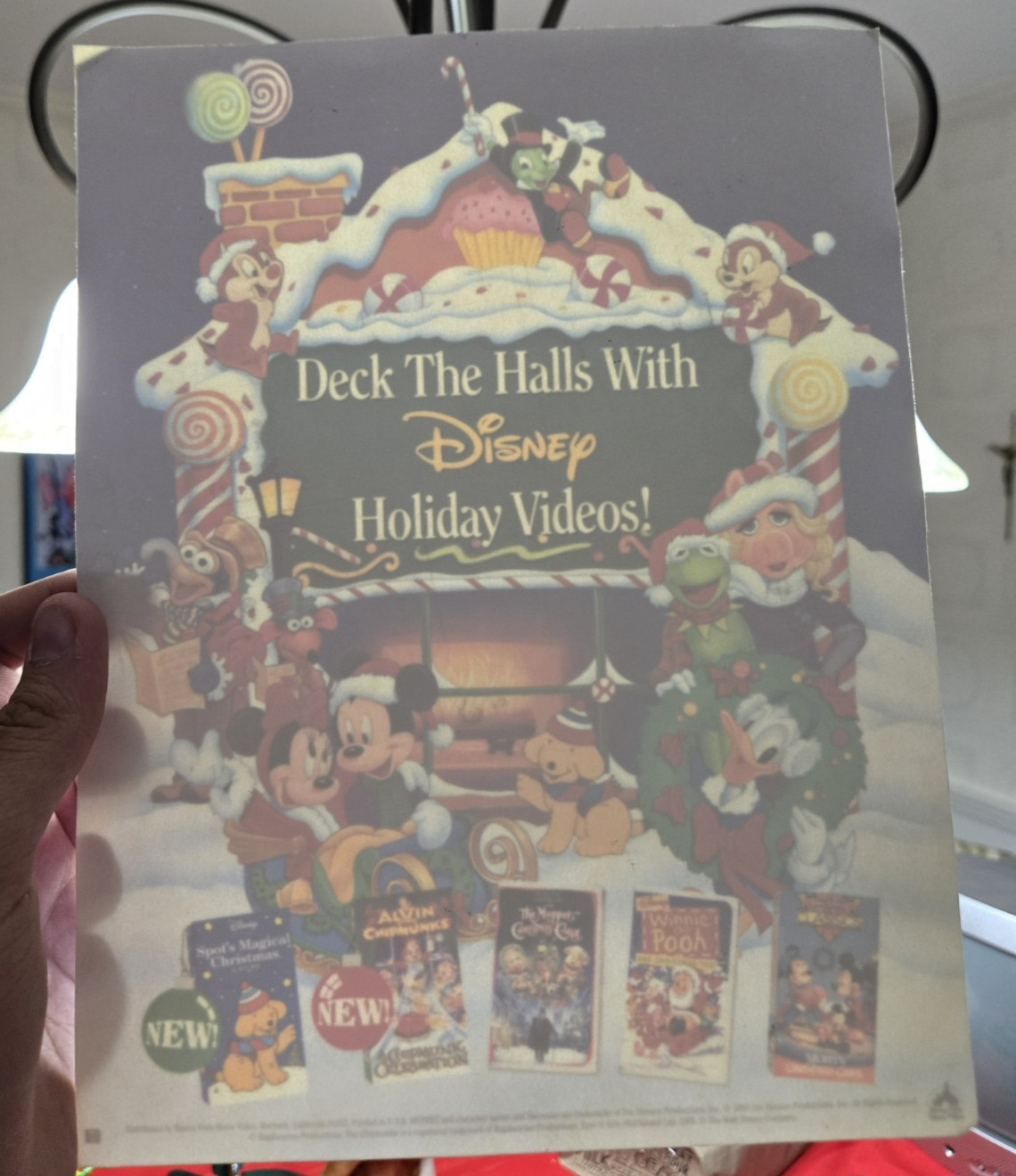 Vtg Disney Holiday VHS Video Store Window Clings Promo Mickey Kermit Lot of 2