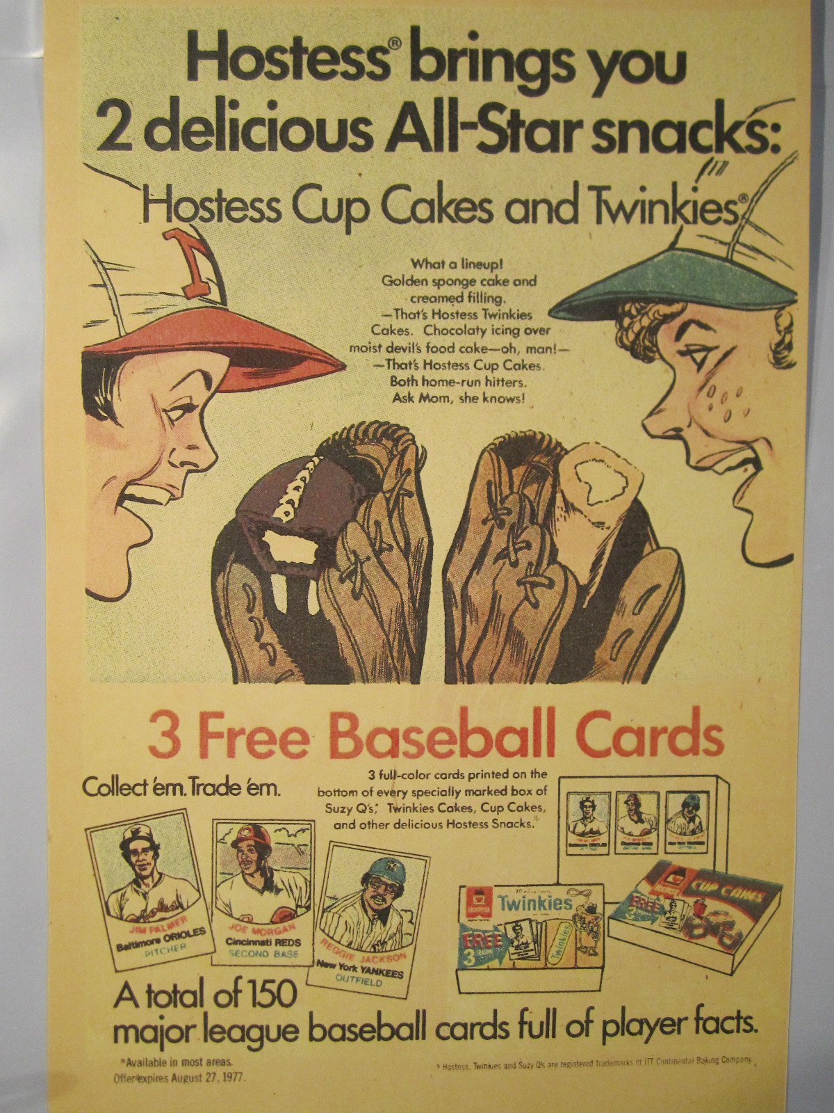 1970’s TWINKIES & HOSTESS CUP CAKES ALL-STAR BASEBALL CARDS Store Color Sign