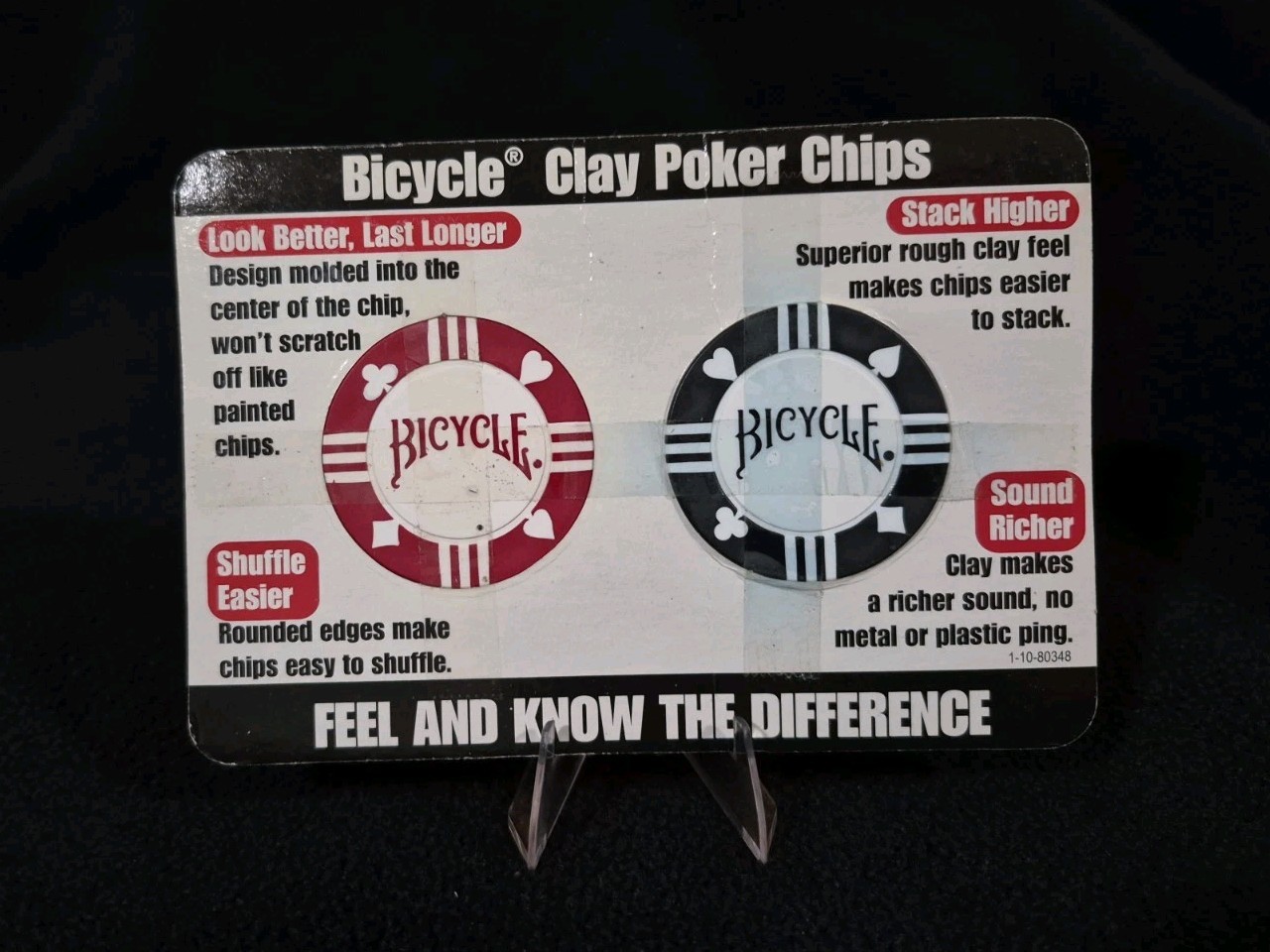 Vintage Bicycle Clay Poker Chips Dealer Advertising Counter Display Sign