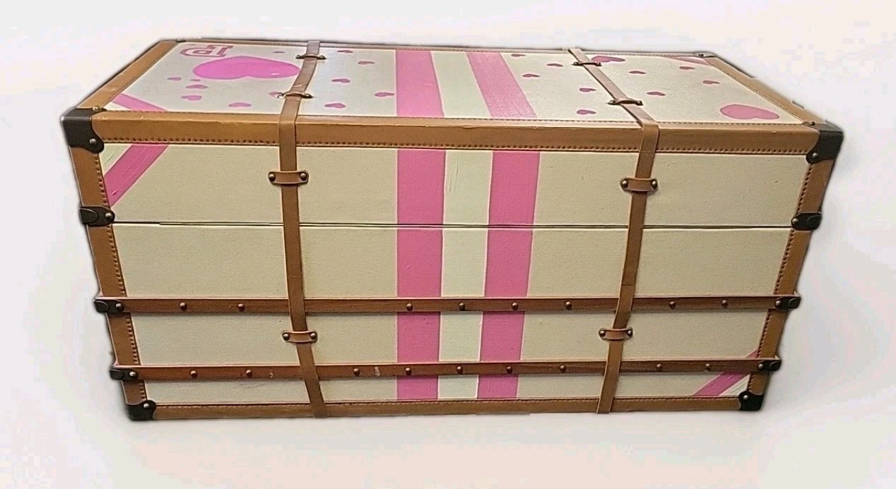 Rare Victorias Secret Oversized Trunk Store Display Leather Belted Storage 48″