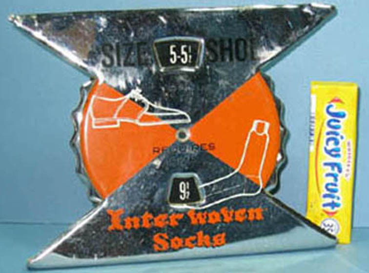 VINTAGE INTER WOVEN SOCK CO SHOE & SOCK DISPLAY SIZER & NOW ON SALE