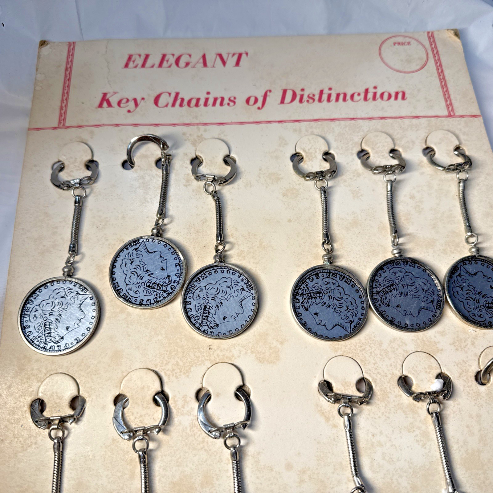 Vtg Novelty Elegant Key Chains of Distinction Style Craft Original Display of 12