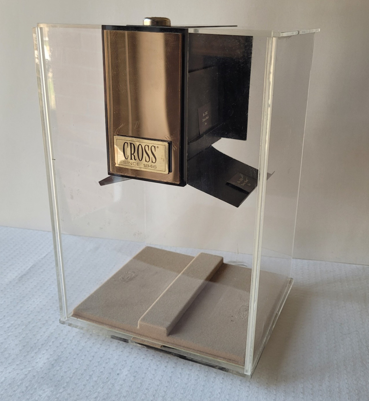 Vintage Cross Pen Store Shop Advertising Acrylic Display Case Lazy Susan Swivel