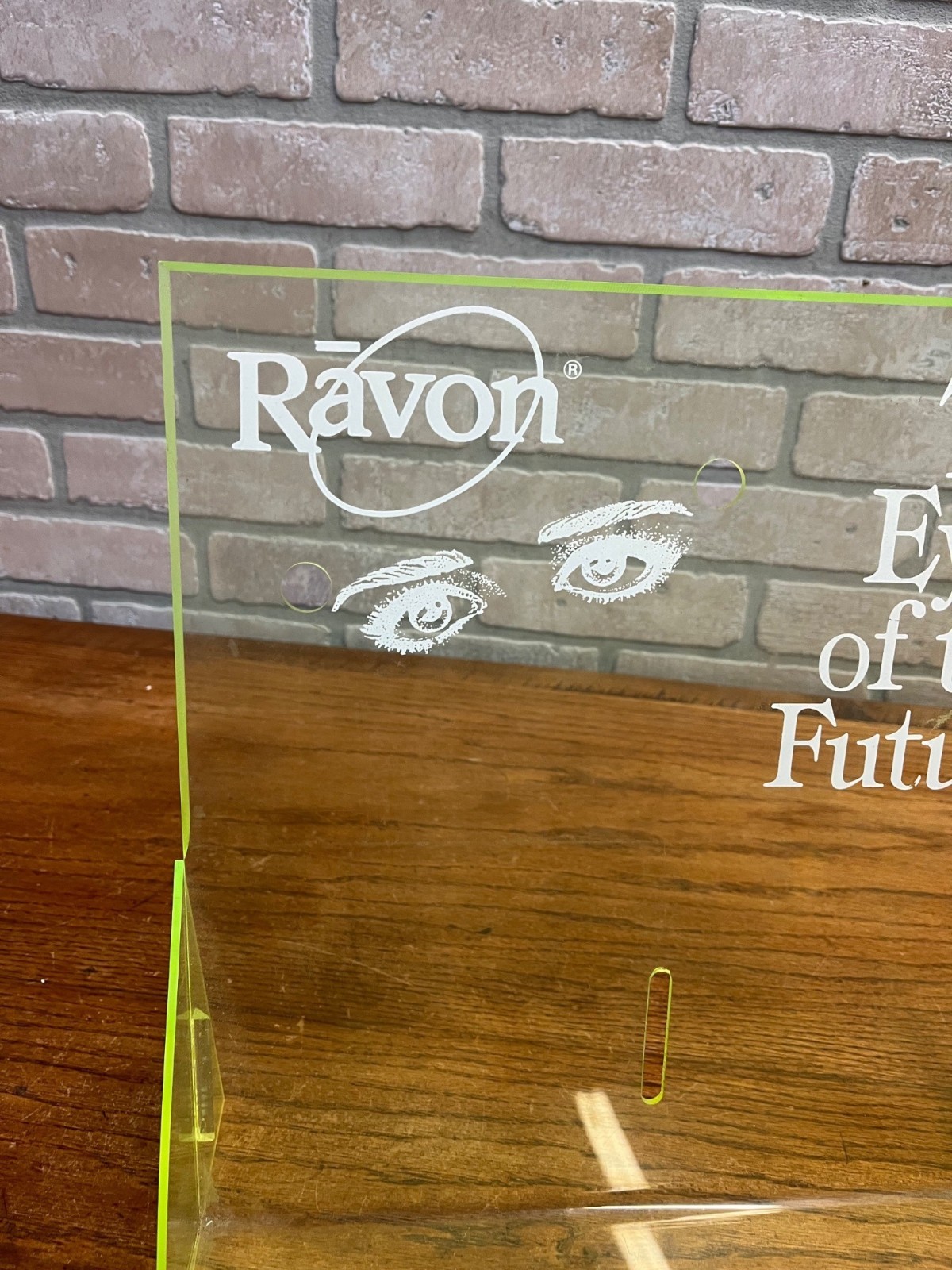 Vintage Ravon Neon Green Sunglasses Plastic Store Display Rack Shelf UV GLOWS!