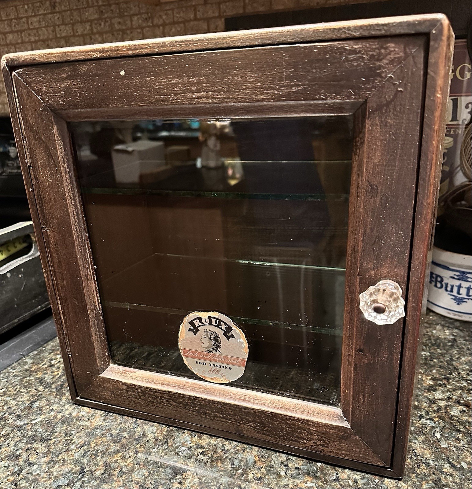 Antique Roux Lash & Brow Tint Beauty Salon/General Store Cabinet Display Case