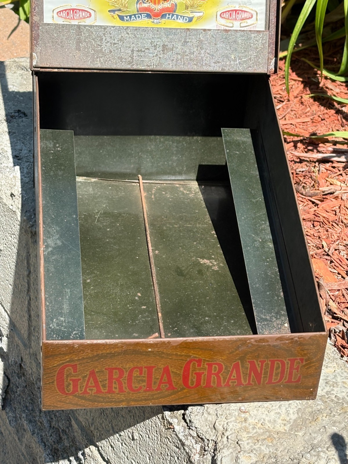 EARLY 1900’s (GARCIA GRANDE CIGARS) LARGE GLASS/LITHO TIN COUNTER TOP DISPLAY