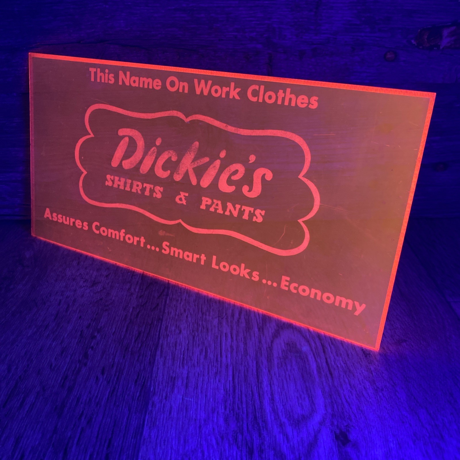 Vintage Dickies Store Display Hot Pink – Neon Comes Alive Using a Black Light
