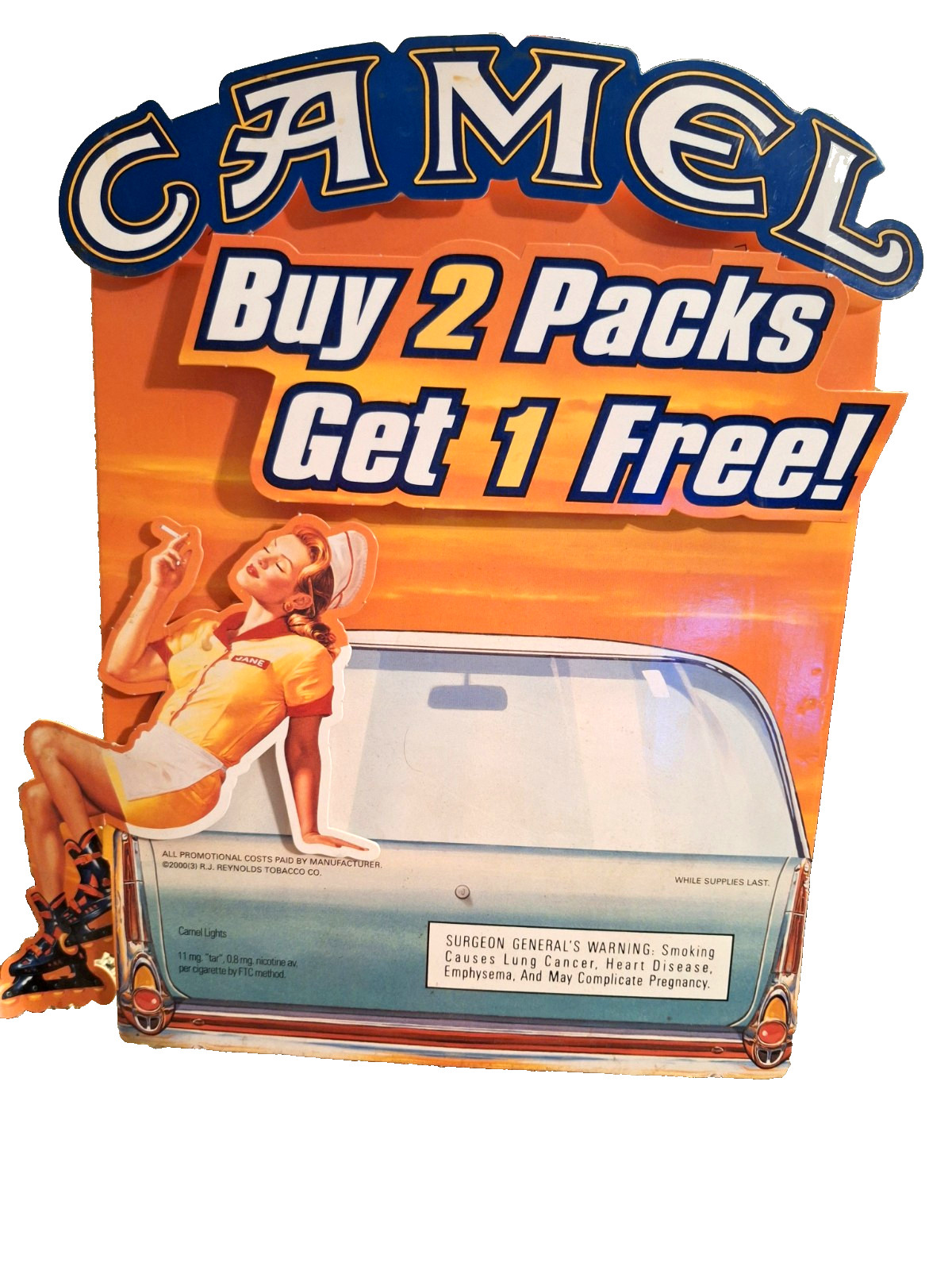 Vintage CAMEL Cigarettes Store Display Advertising Standee 12 1/2″ Tall