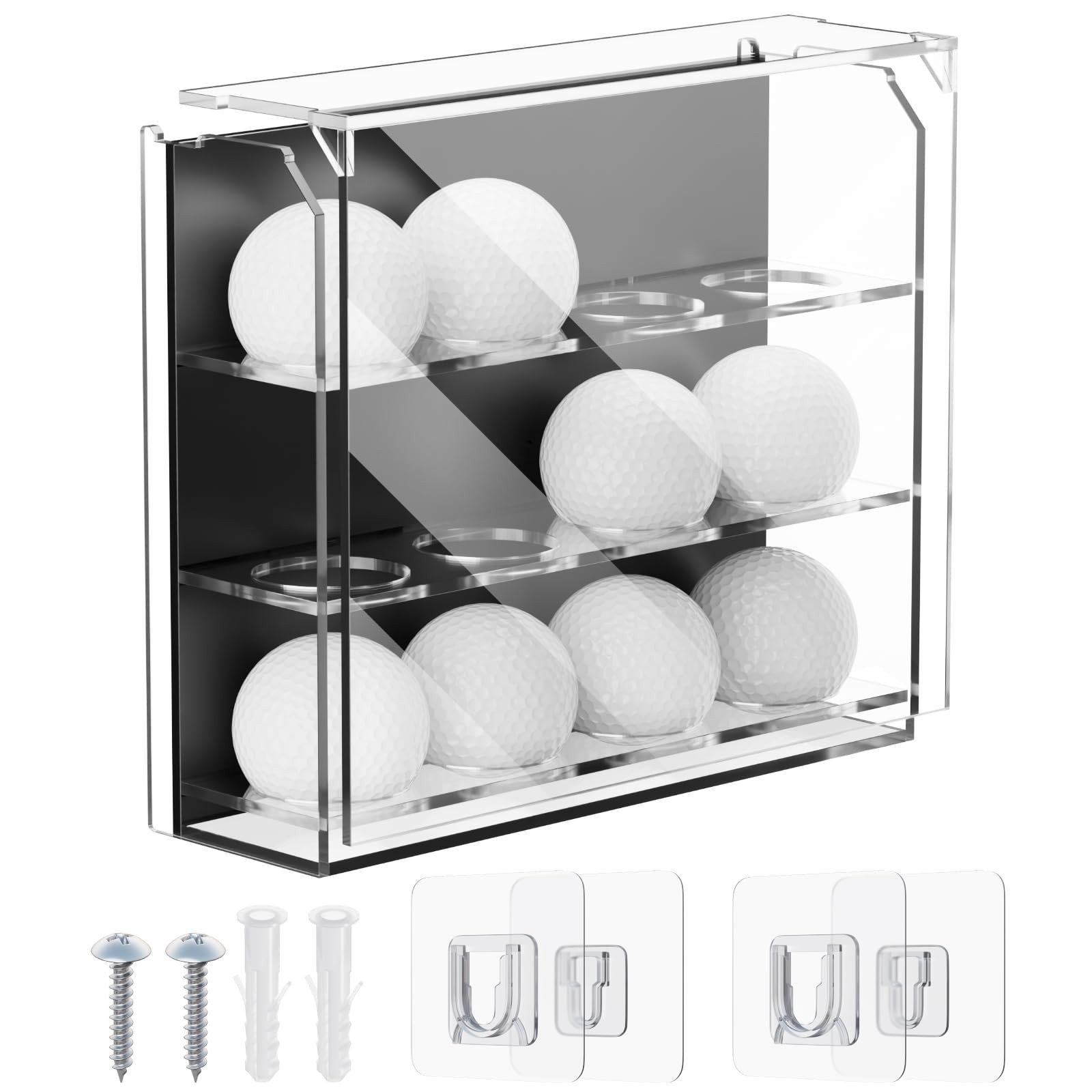 Cosmos Acrylic Golf Ball Display Case Wall Mounted Golfball Transparent Clear