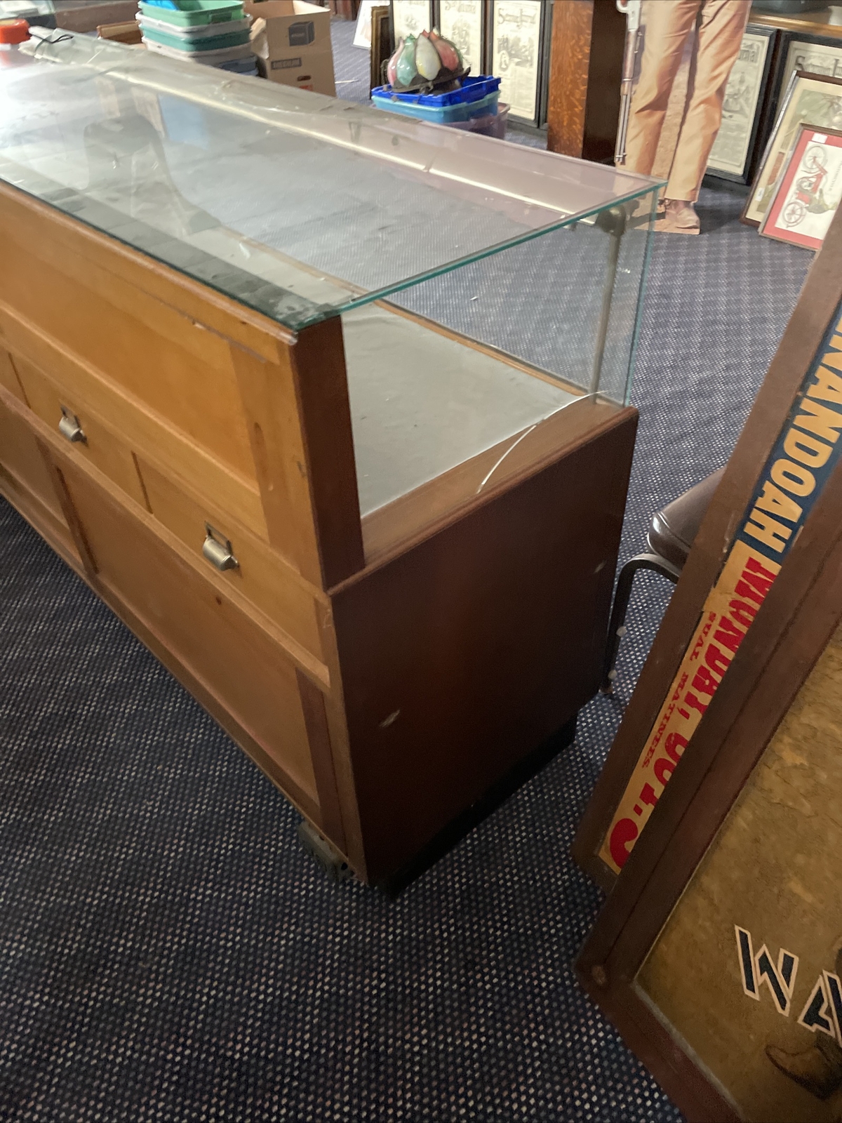 antique Counter showcase 70.25 x 21.5 D times 40 inch H