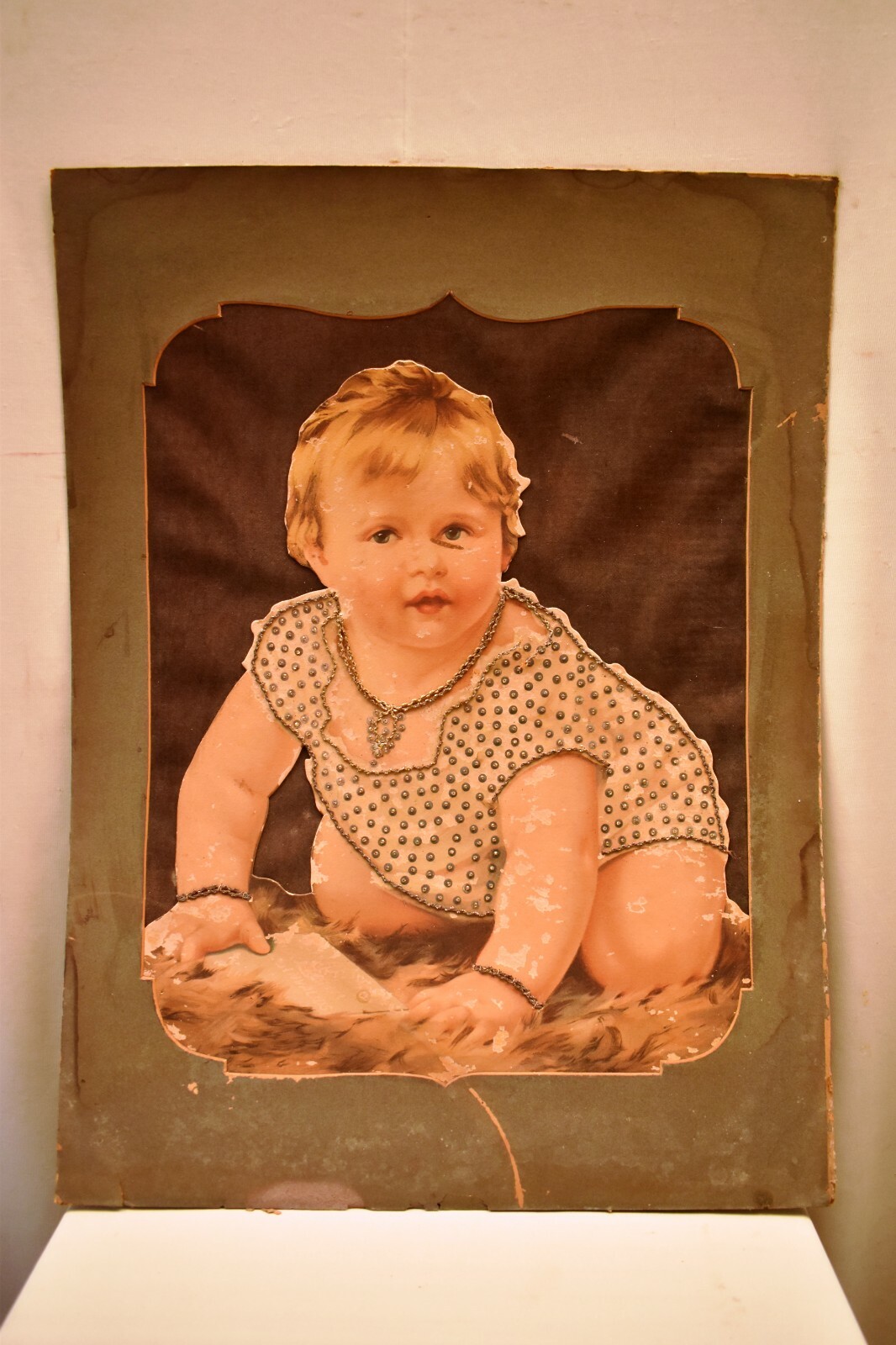 Vintage Mellin’s Food Advertising Baby Cardboard Die Cut Embellished Zari Work”2