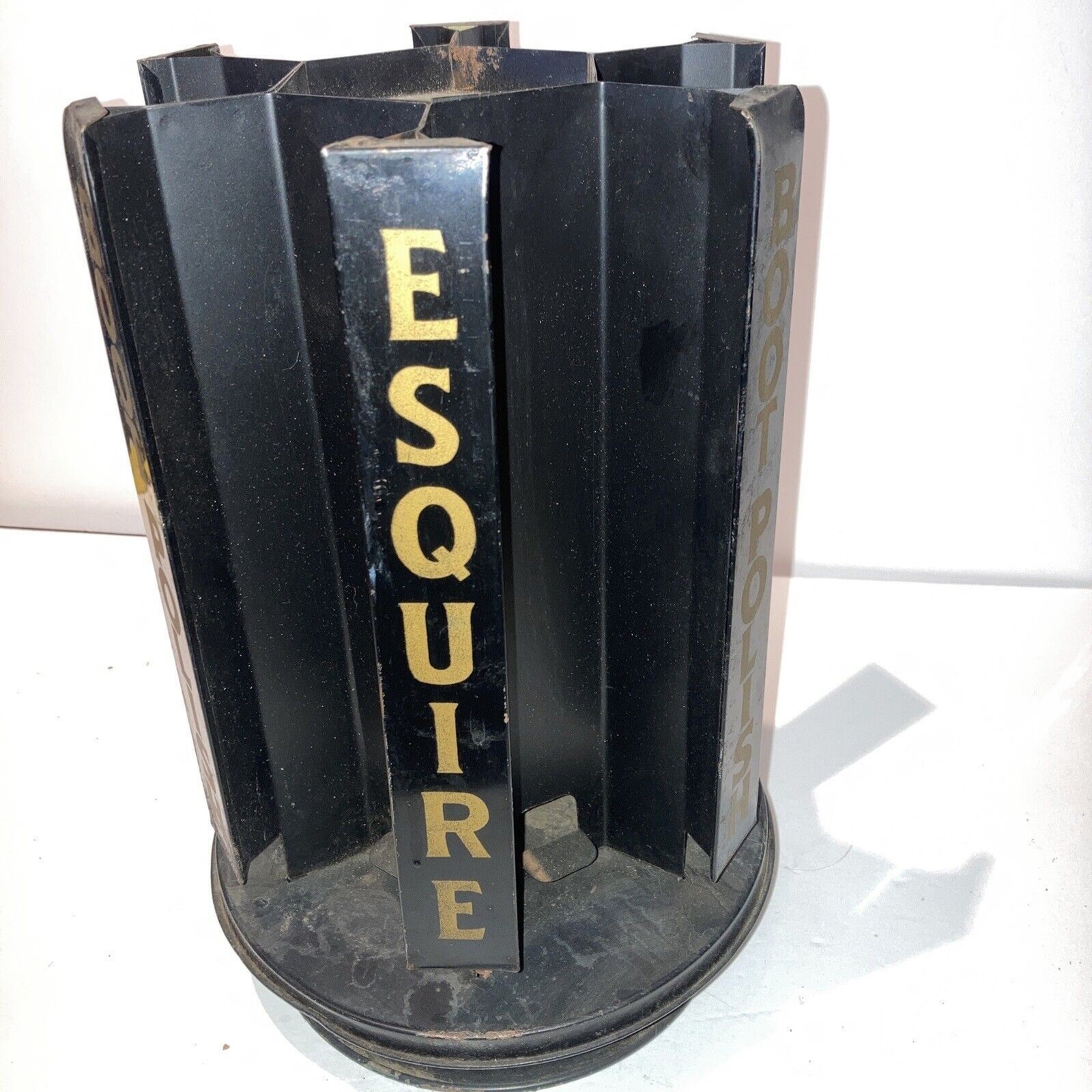 Vtg Esquire Boot Polish Metal Store Counter Display Spinning Rack Advertising