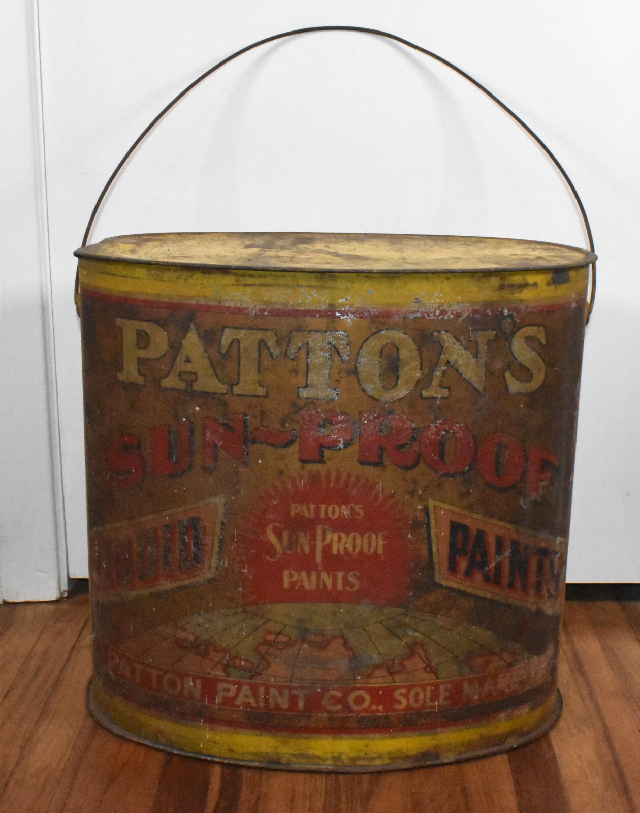 RARE PATTONS SUN PROOF PAINTS CAN SHAPED GENERAL STORE COUNTER DISPLAY SIGN RACK