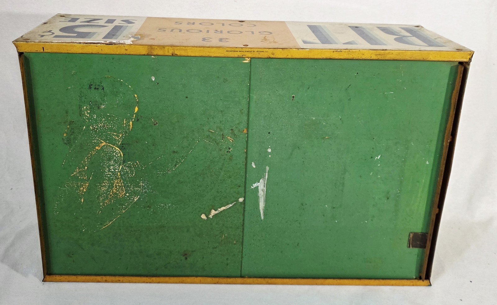Vintage Antique Tin Metal RIT DYE Store Countertop Display Cabinet 21x7x13”