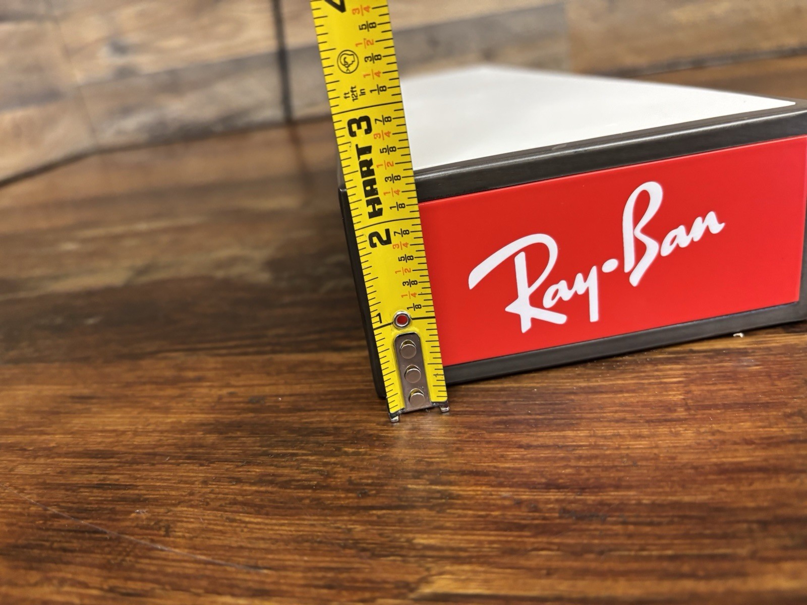 Ray-Ban Countertop Display 2” Riser Stand Iconic Logo White Top Patina Base