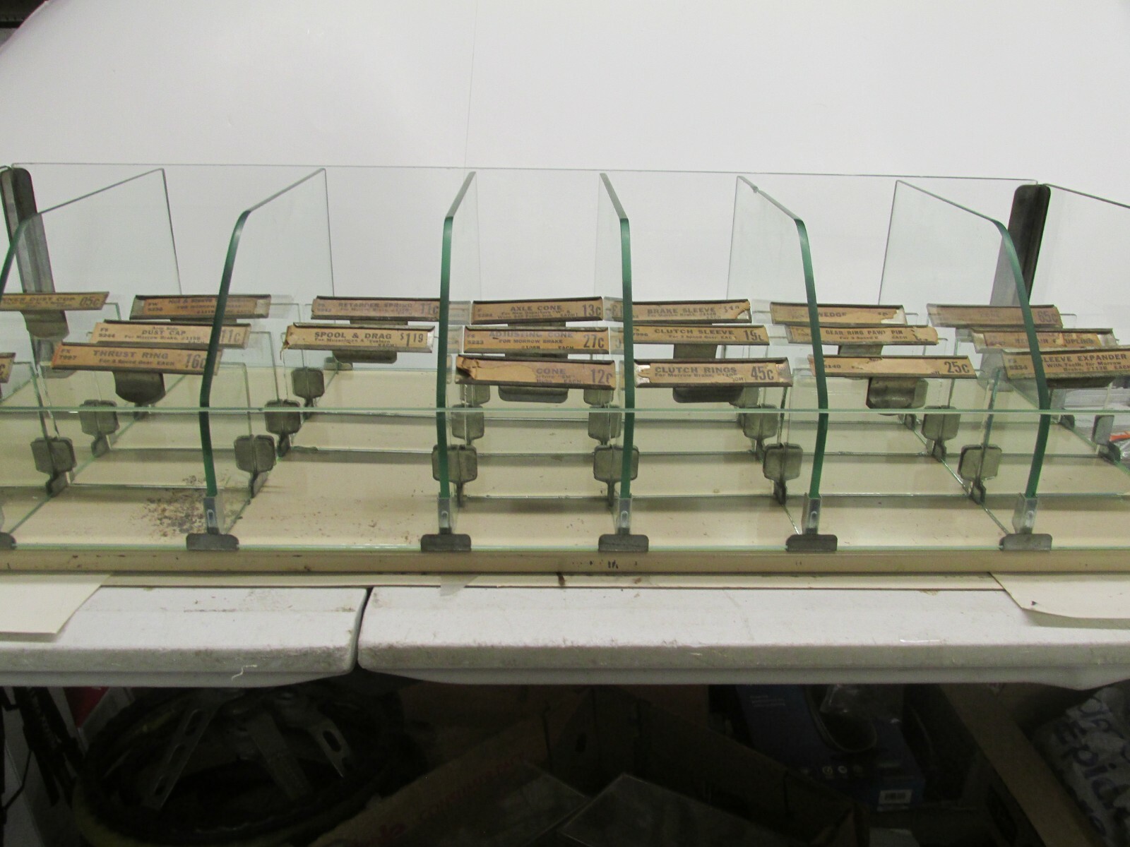 Vintage Morrow Brake Bicycle Glass Counter Top Store Display Rack Shelf