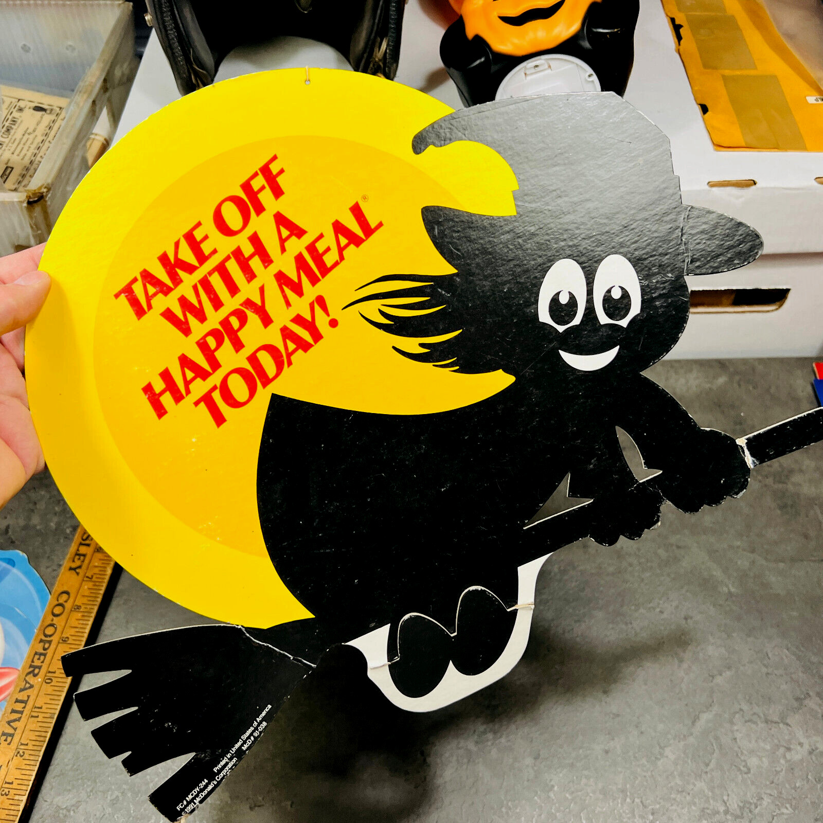 MEGA RARE Halloween Hanging Witch Broom McDonald Store Display Advertising Sign