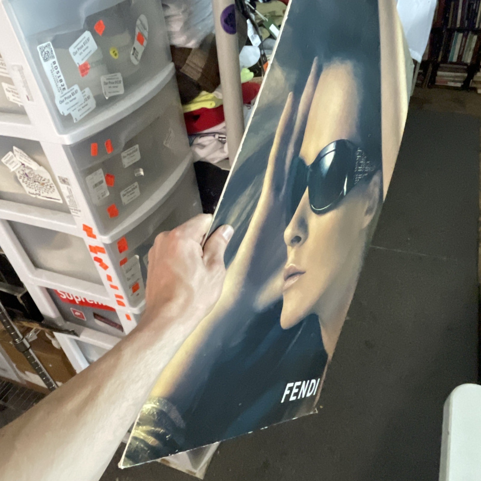 Vintage Double Sided Fendi Sunglasses Store Advertisement Poster – Thick Hanging