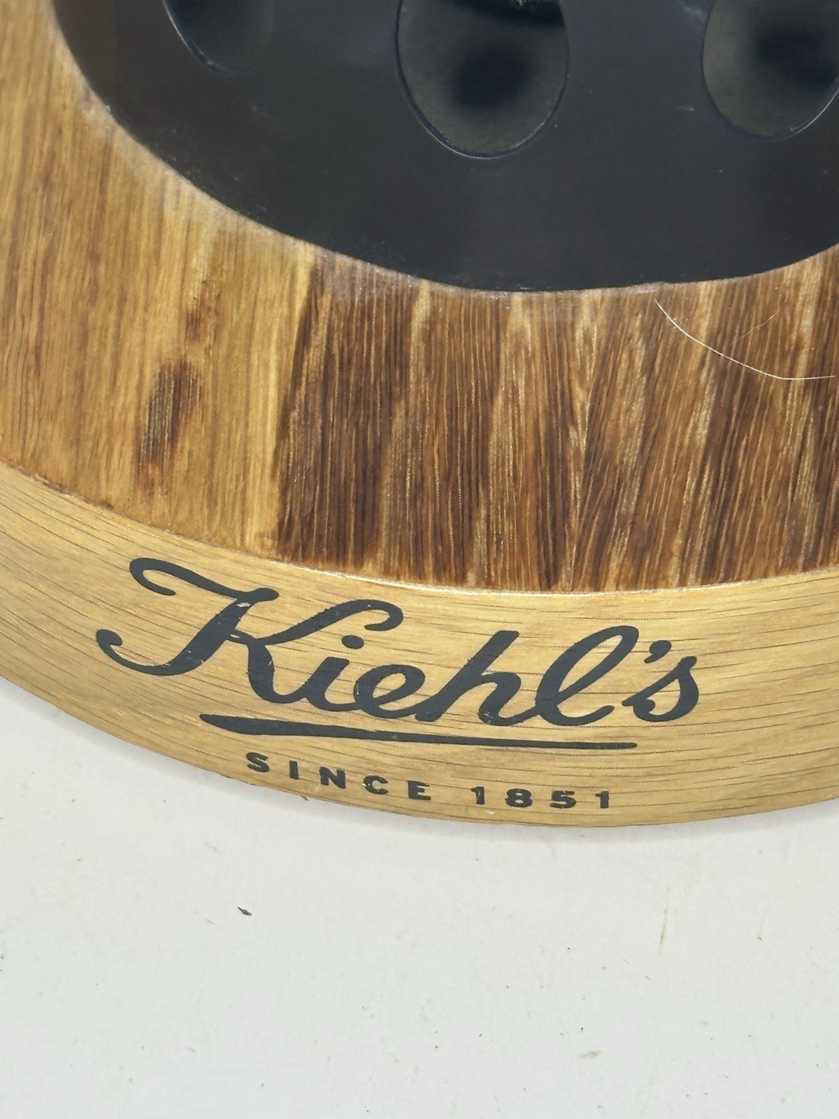 Kiehl’s Retail Store Display Mirror Brush Holder Counter Fixture Wood Stand